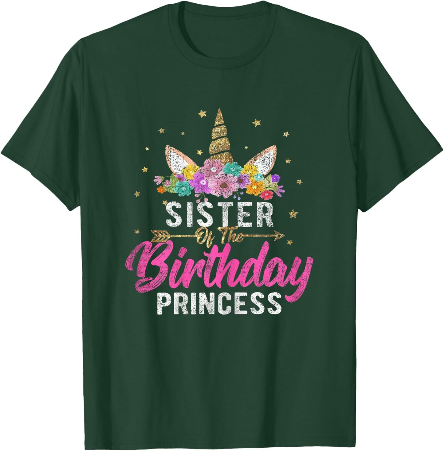 Unicorn Birthday Shirt Sister Of The Birthday Girl Gift T-Shirt - T-Shirt | Forest
