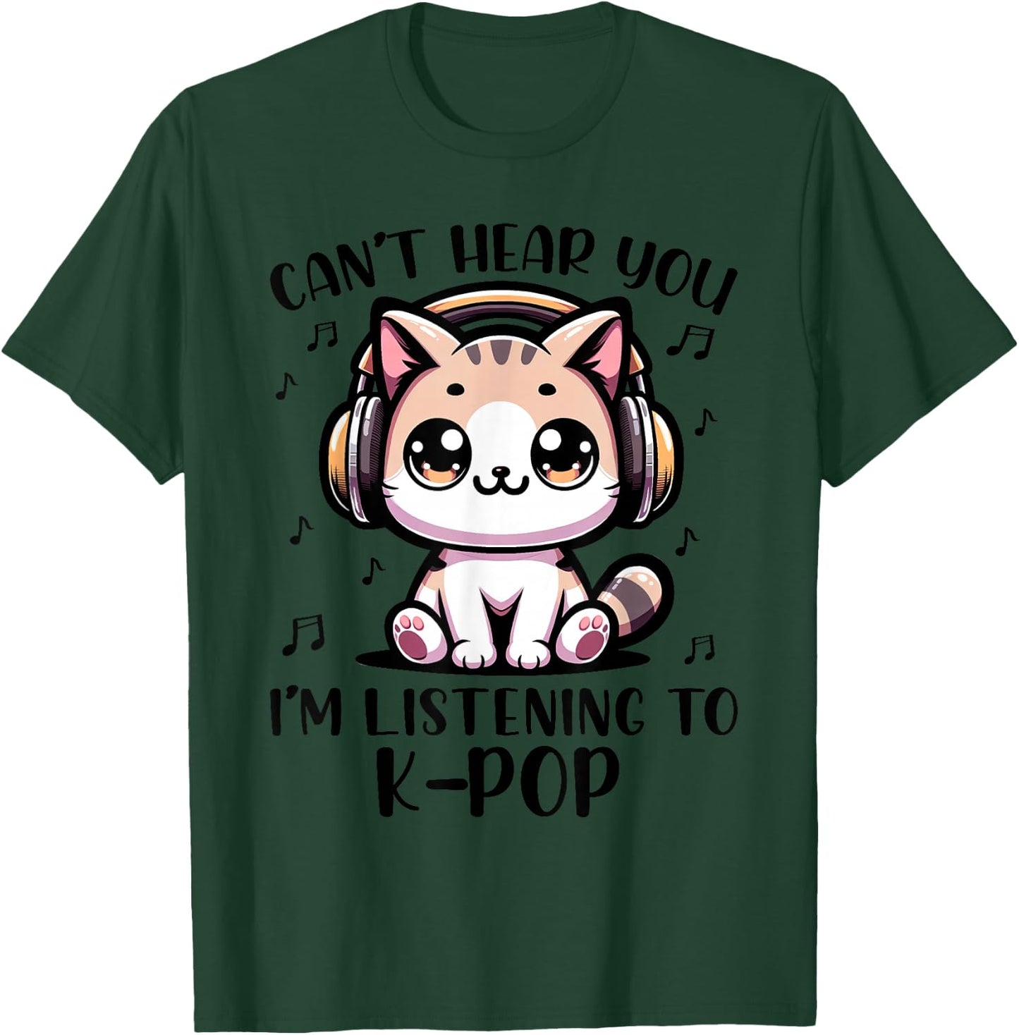 Funny Cat K-pop for Kids Teens Girls K pop Korean Pop Music T-Shirt - T-Shirt | Forest