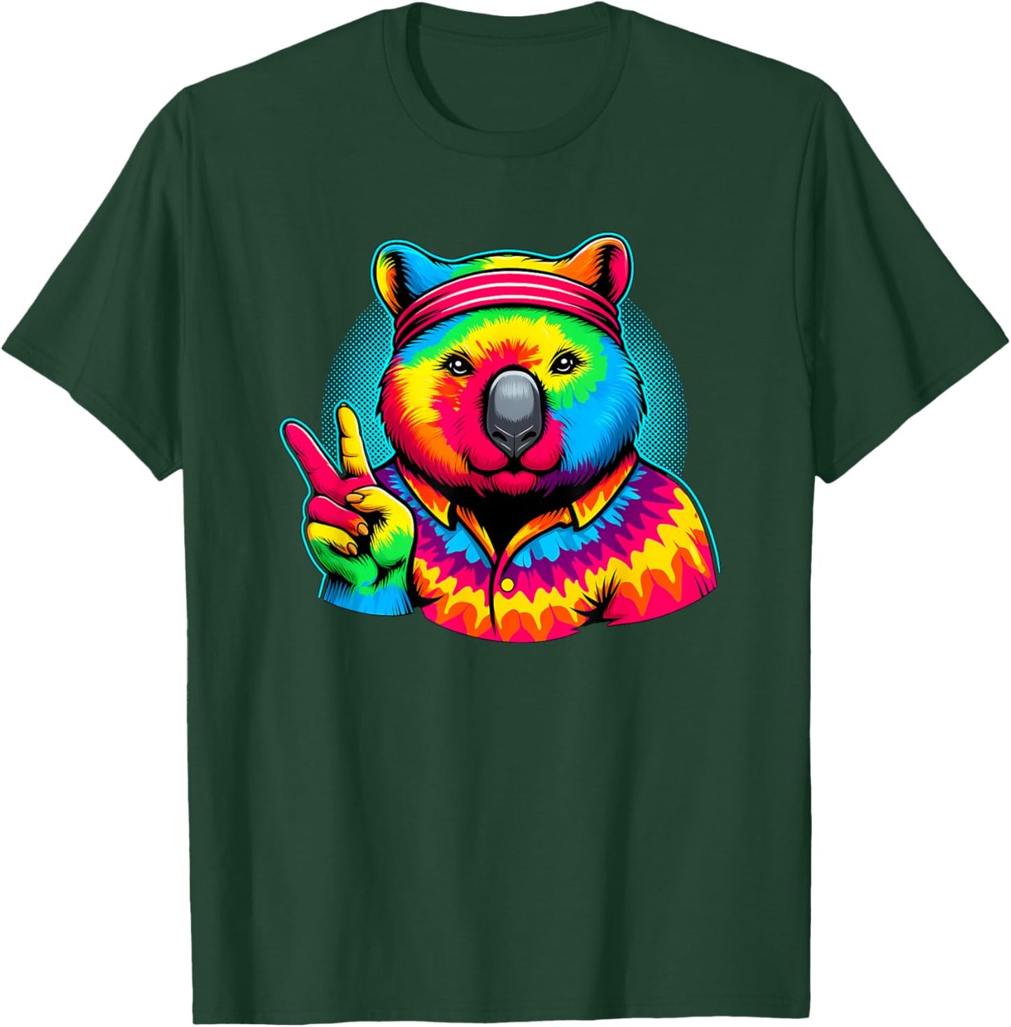 Peace Sign Tie Dye Wombat T-Shirt - T-Shirt | Forest