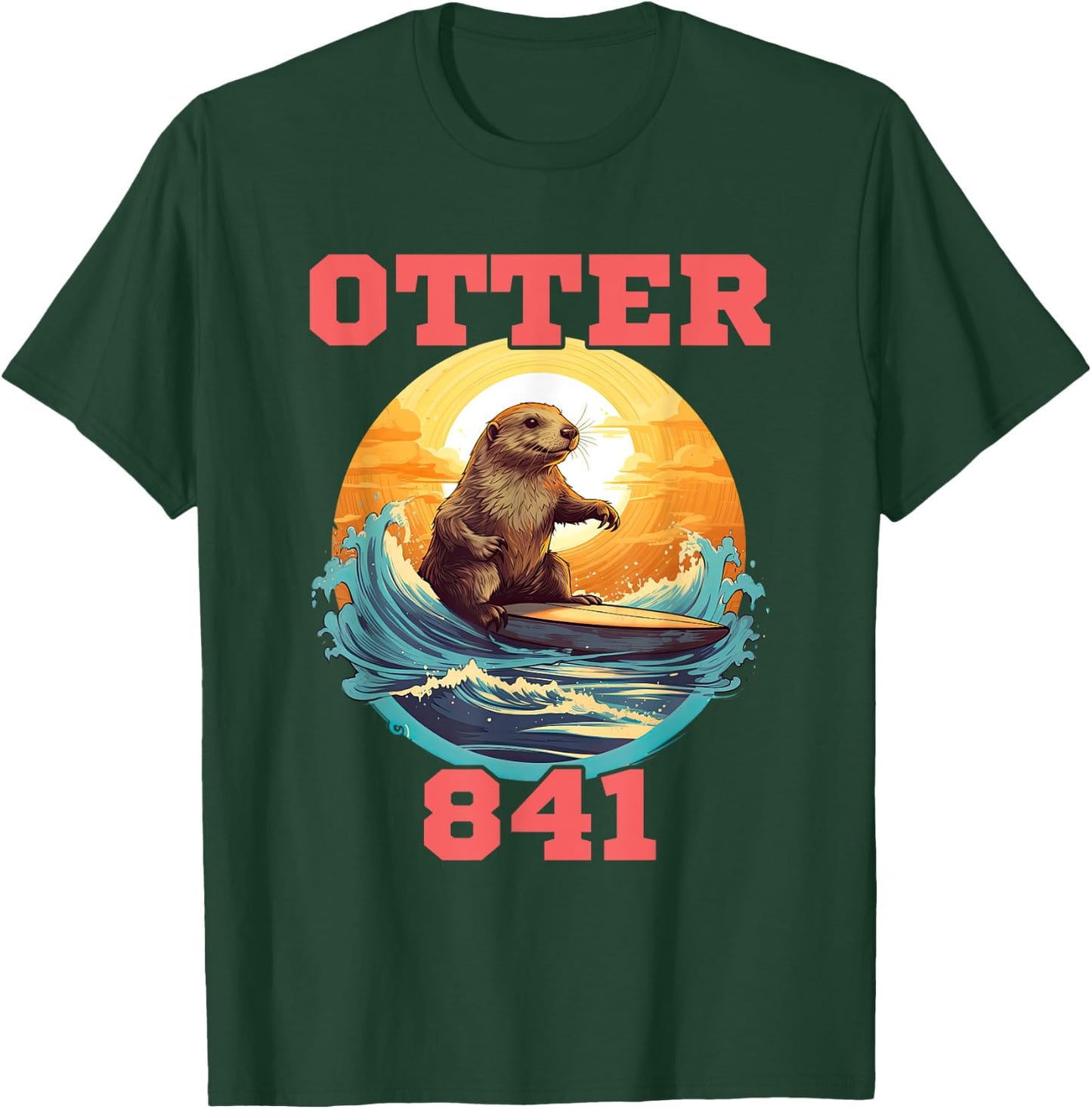 Surfing Otter 841 Wanted for Long Board Larceny Funny Cali T-Shirt - T-Shirt | Forest