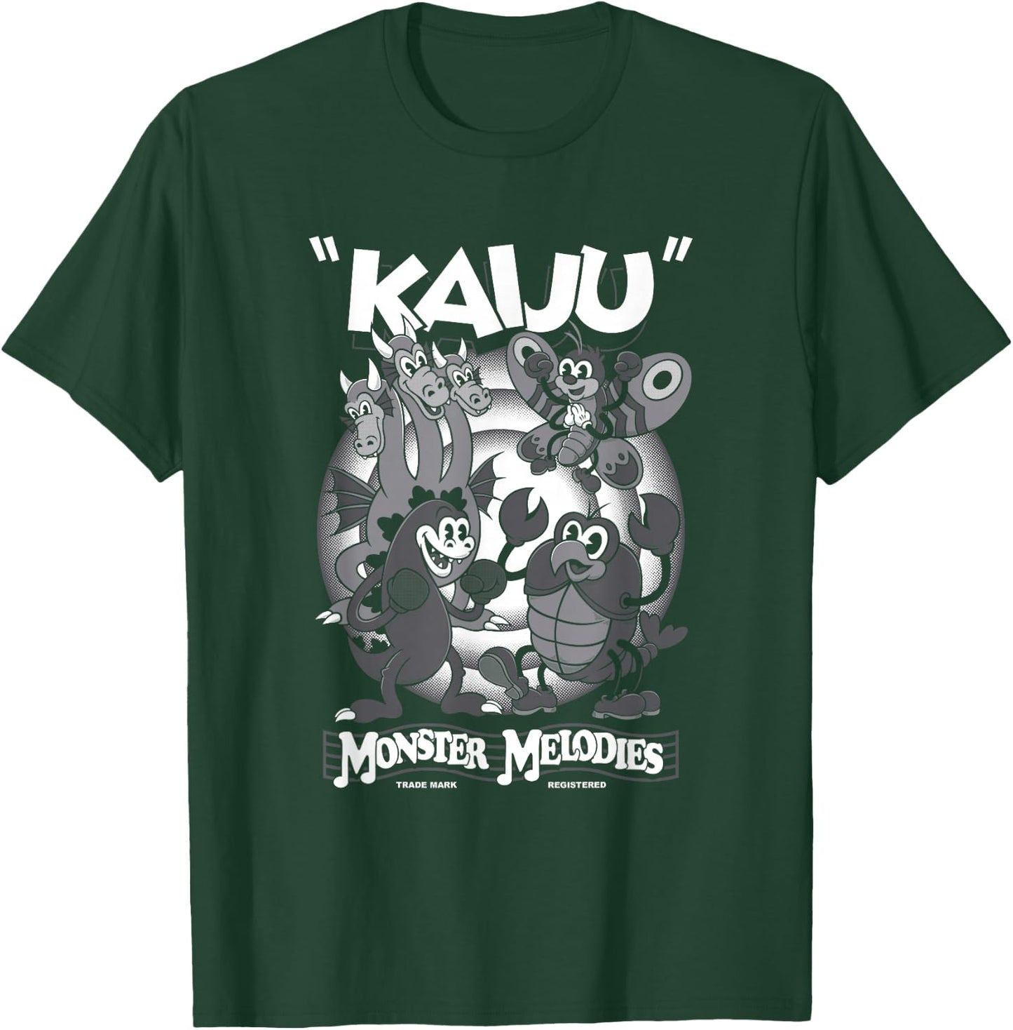 Monster Melodies - Vintage Cartoon Kaiju - Creepy Cute Goth T-Shirt - T-Shirt | Forest