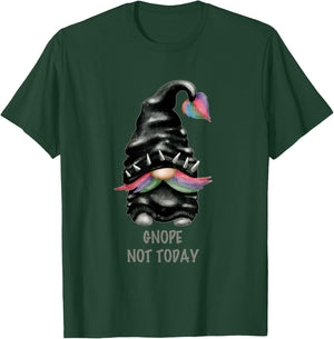 Funny Gnome Pun Punk Rock Biker Gnope Not Today T-Shirt - T-Shirt | Forest