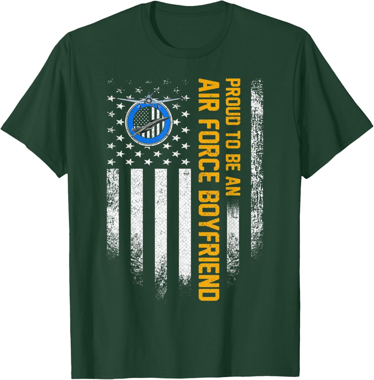 Vintage USA American Flag Proud To Be An Air Force Boyfriend T-Shirt - T-Shirt | Forest