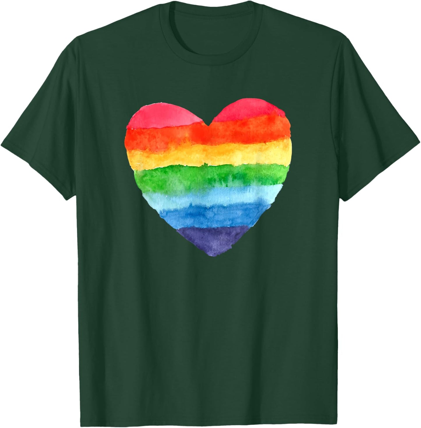 Heart Rainbow Watercolor Cute T-Shirt - T-Shirt | Forest