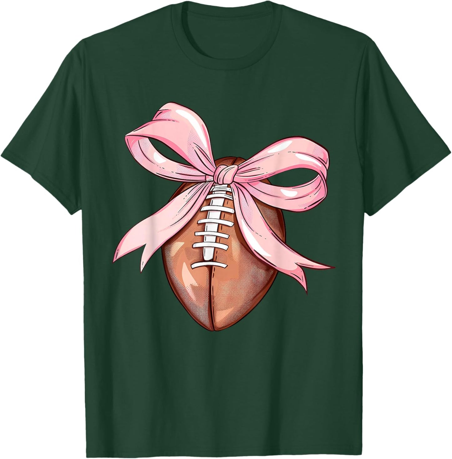 Coquette Bow Football Player American Football Season Funny T-Shirt - T-Shirt | Forest