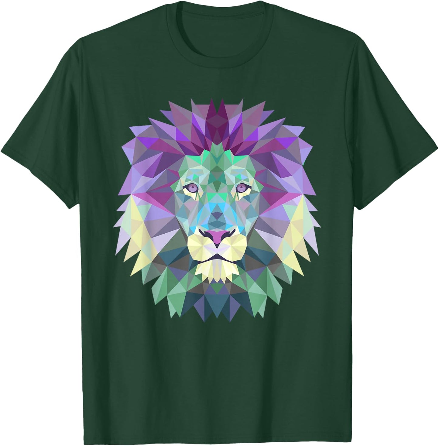 Geometric Lion Head Pastel Colors Purple Turquoise T-Shirt - T-Shirt | Forest