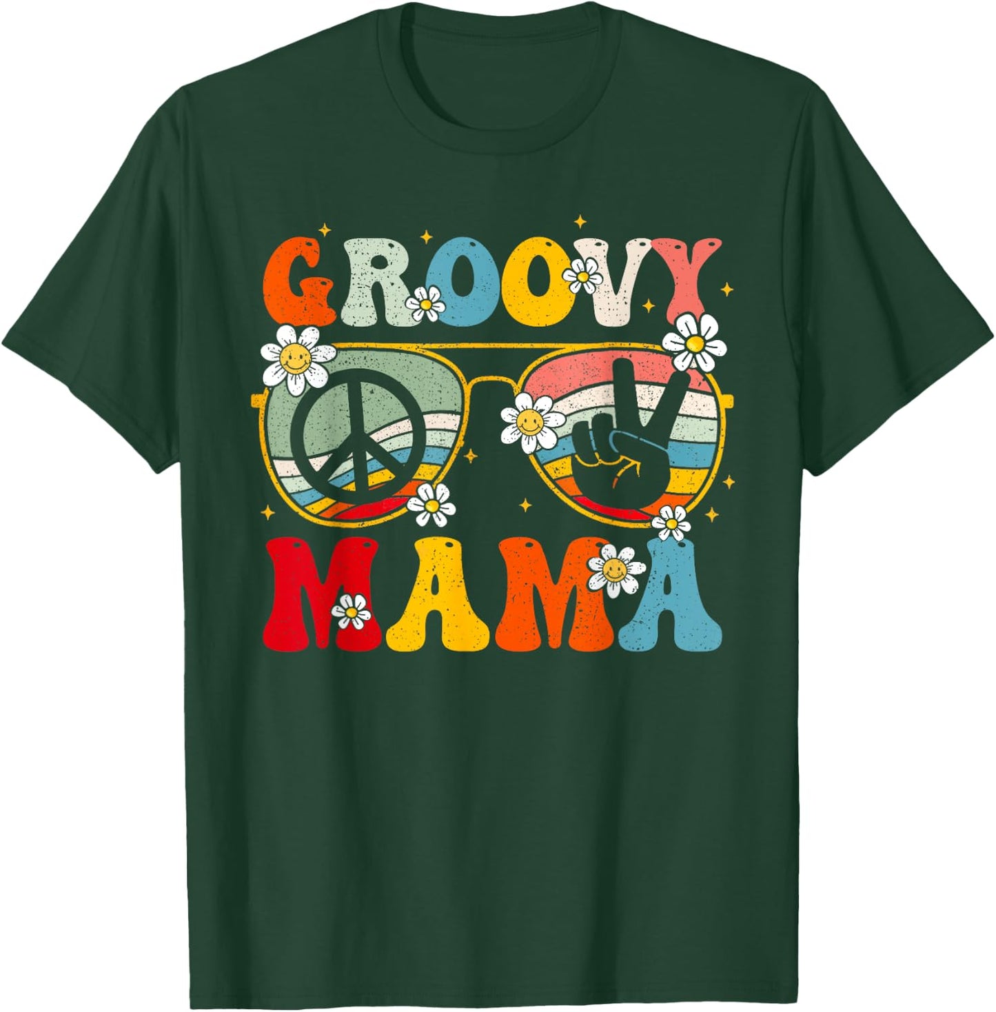 Groovy Mama Retro Matching Family 60s 70s Mom Mother's Day T-Shirt - T-Shirt | Forest