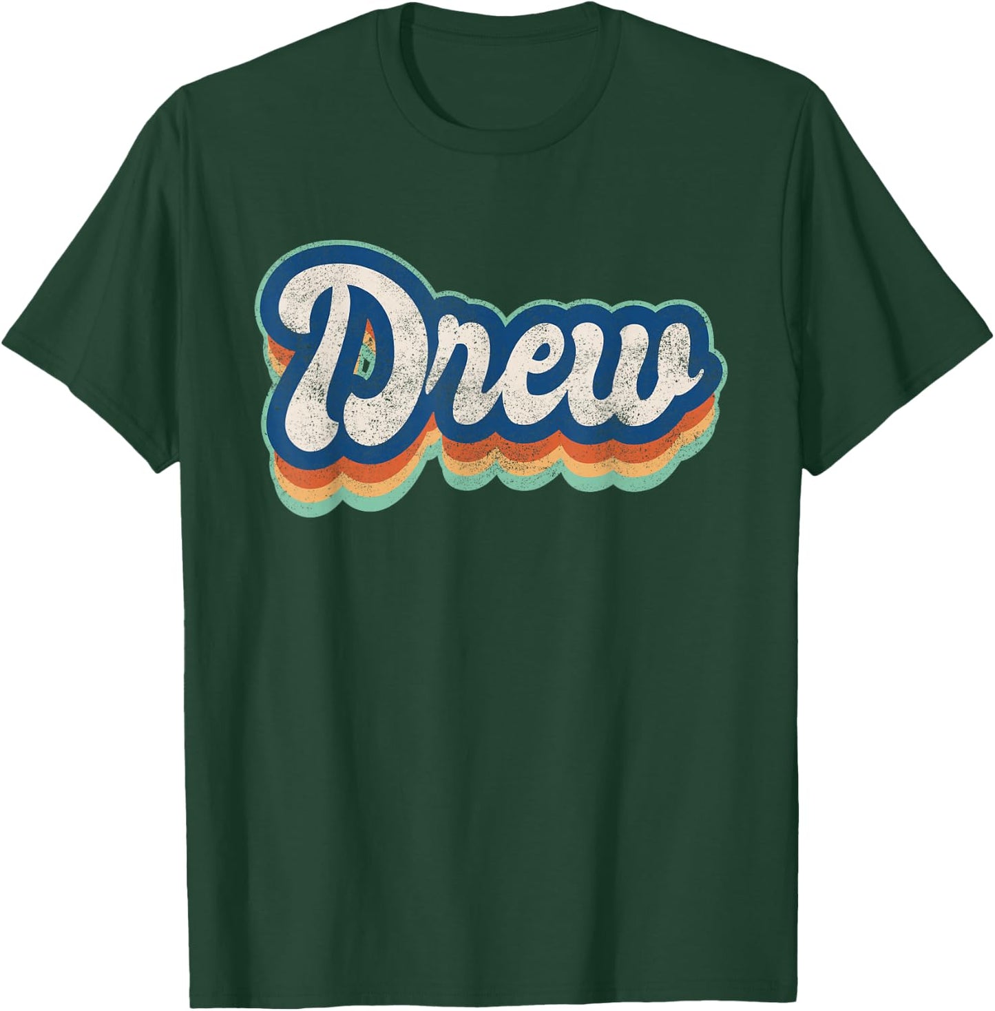 Drew First Name Boy Vintage Style 70s 80s Personalized T-Shirt - T-Shirt | Forest