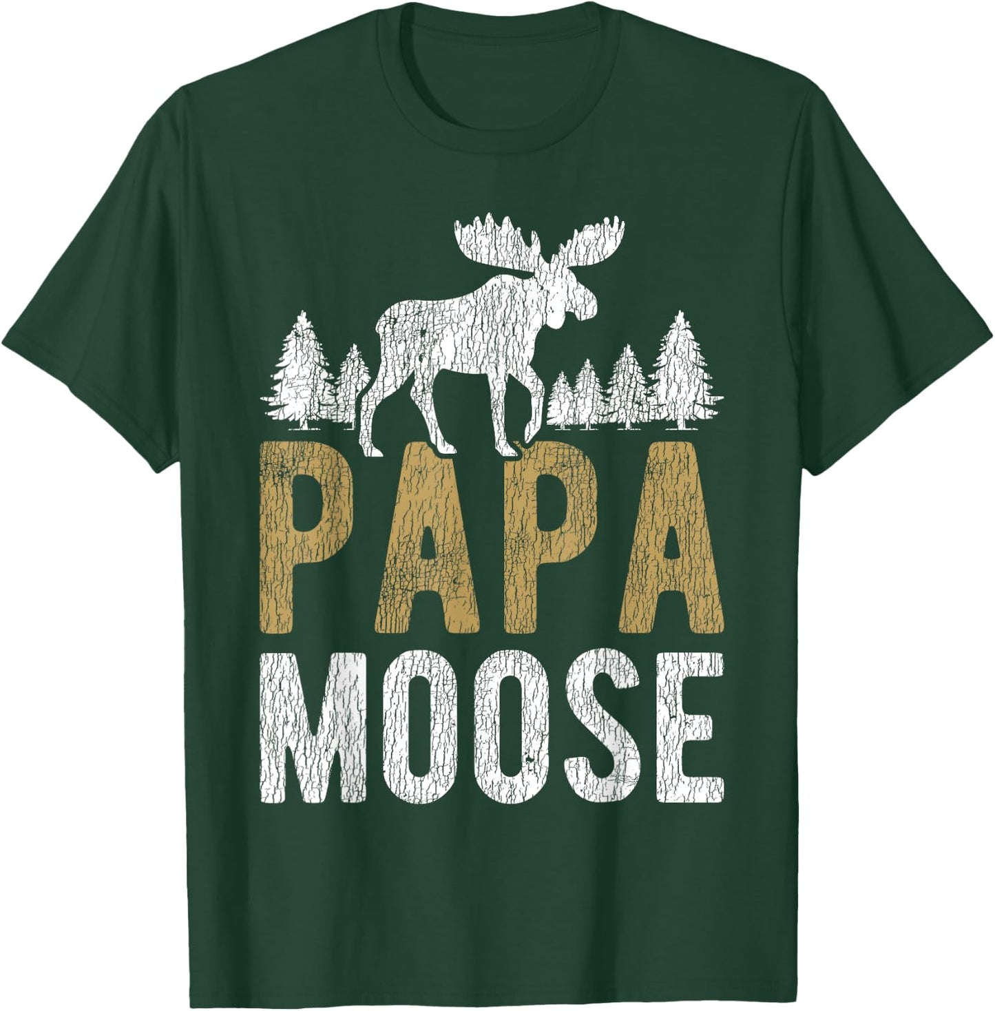 Papa Moose Camping Matching Family Children Dad Hunting T-Shirt - T-Shirt | Forest