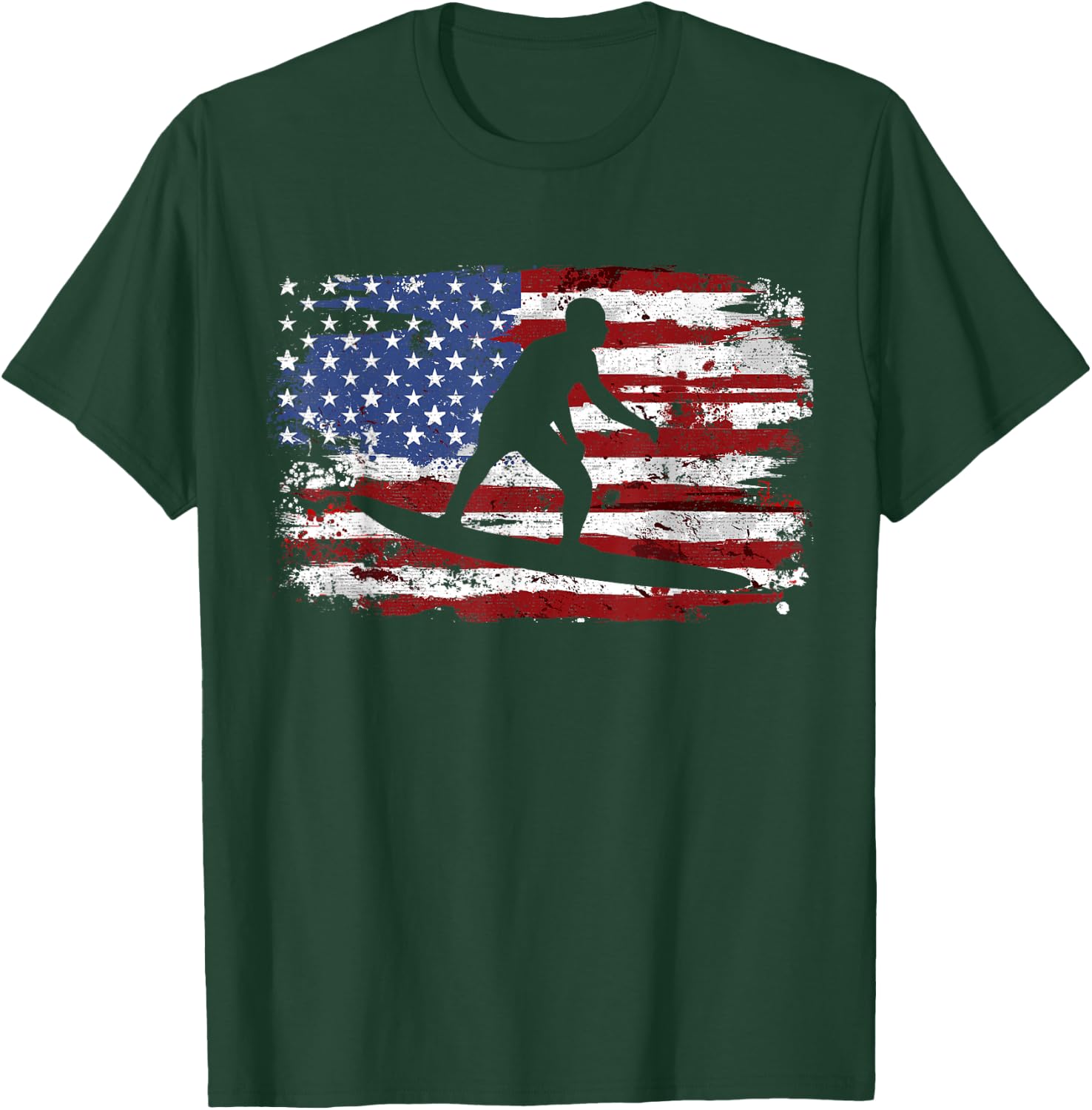 Surfing Surfer USA Flag Vintage T-Shirt - T-Shirt | Forest