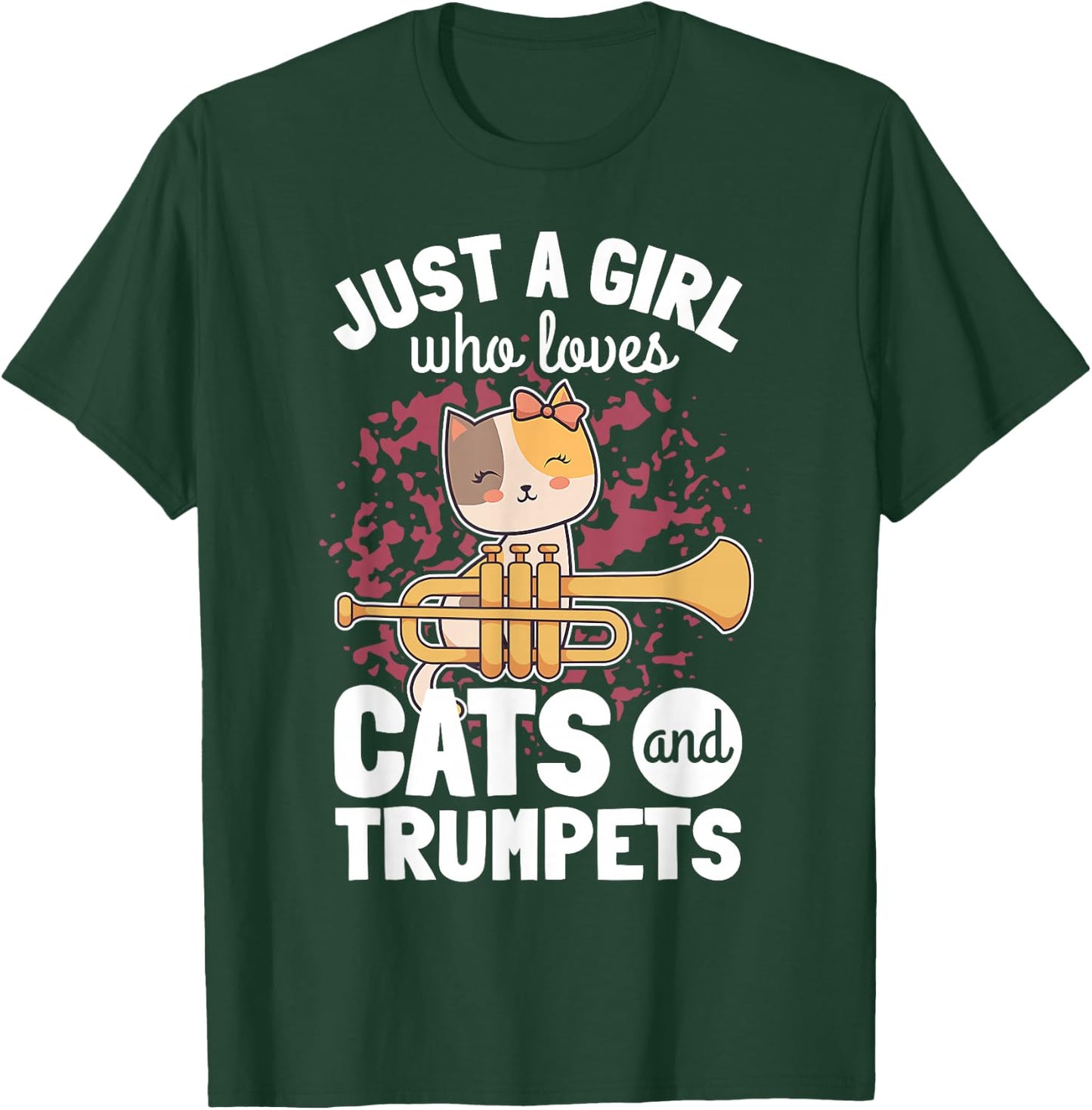 Girl Trumpet Player Saying Trumpeter Cat Owner Kitten Lover T-Shirt - T-Shirt | Forest
