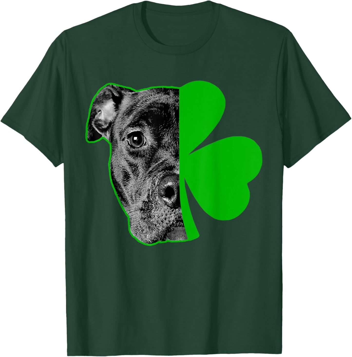 Pitbull Love and Lucky Irish Shamrock Saint St Patricks Day T-Shirt - T-Shirt | Forest