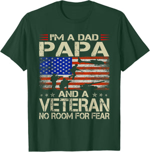 I'm A Dad Papa And Veteran USA Flag Funny Gifts Papa T-Shirt - T-Shirt | Forest