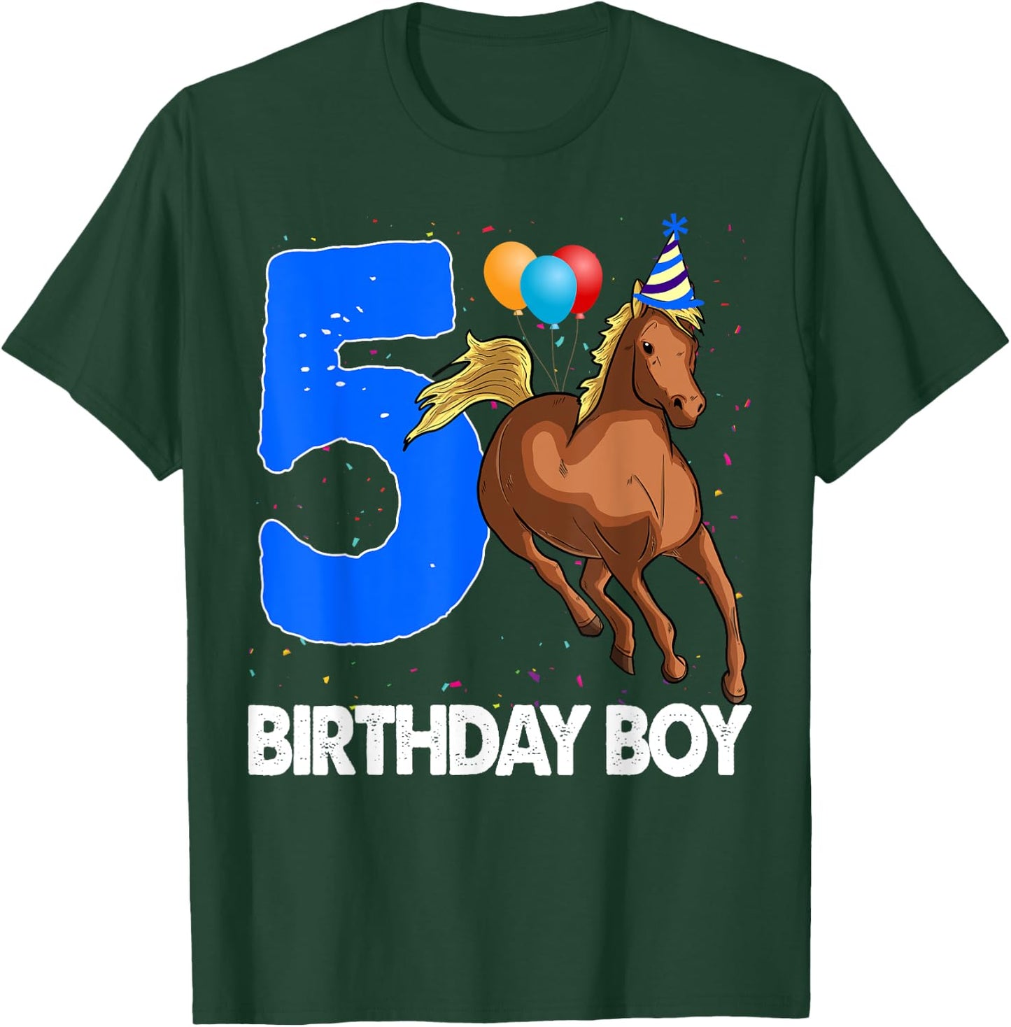 Birthday Boy 5 Riding Rider Shirts Horse Love Party T-Shirt - T-Shirt | Forest