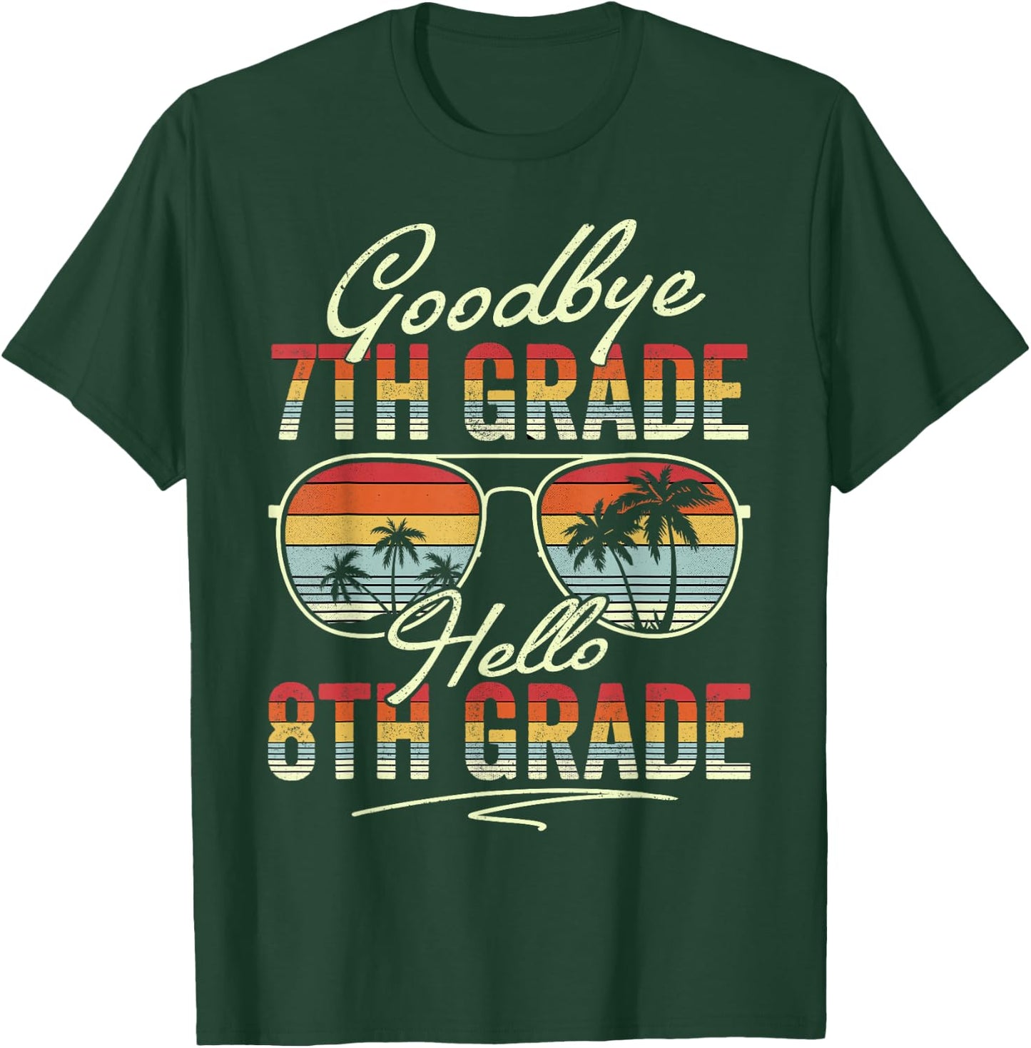 Vintage Goodbye 7th Grade Hello 8th Grade Summer Student Kid T-Shirt - T-Shirt | Forest