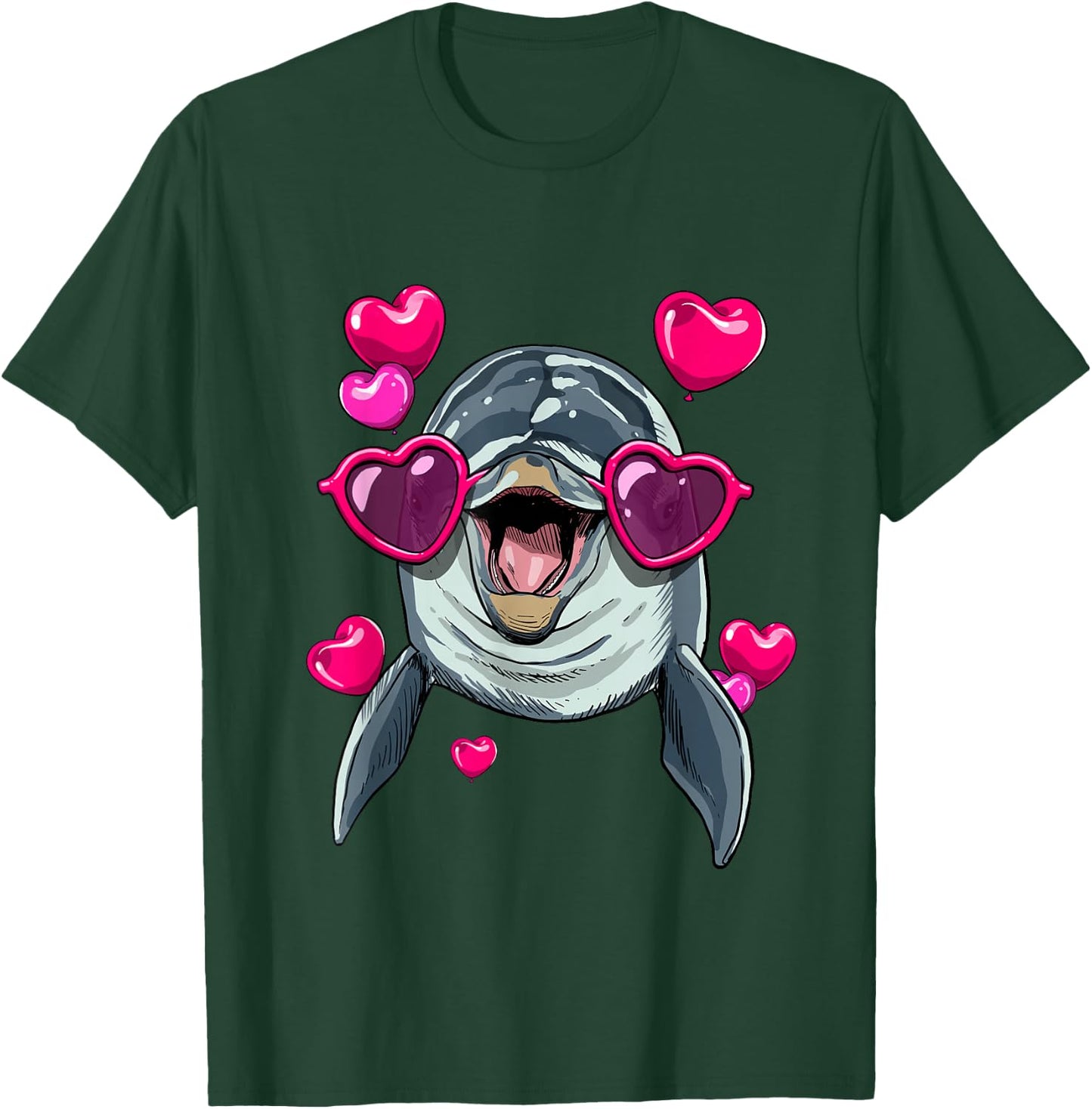Dolphin Valentine Shirt Heart Sea Animal Whale Dolphin Lover T-Shirt - T-Shirt | Forest