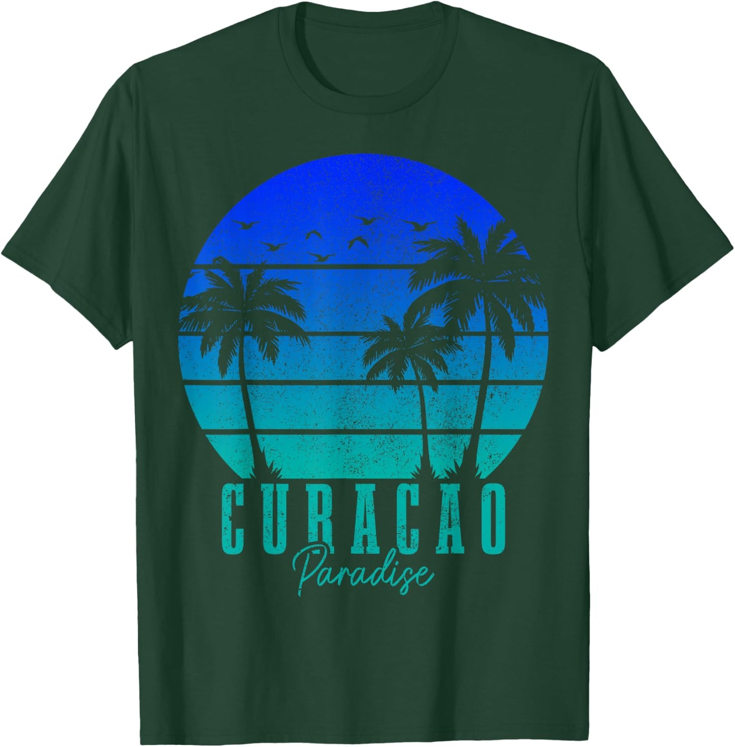 Curacao Vintage Surfer Palm Trees Caribbean Souvenir T-Shirt - T-Shirt | Forest
