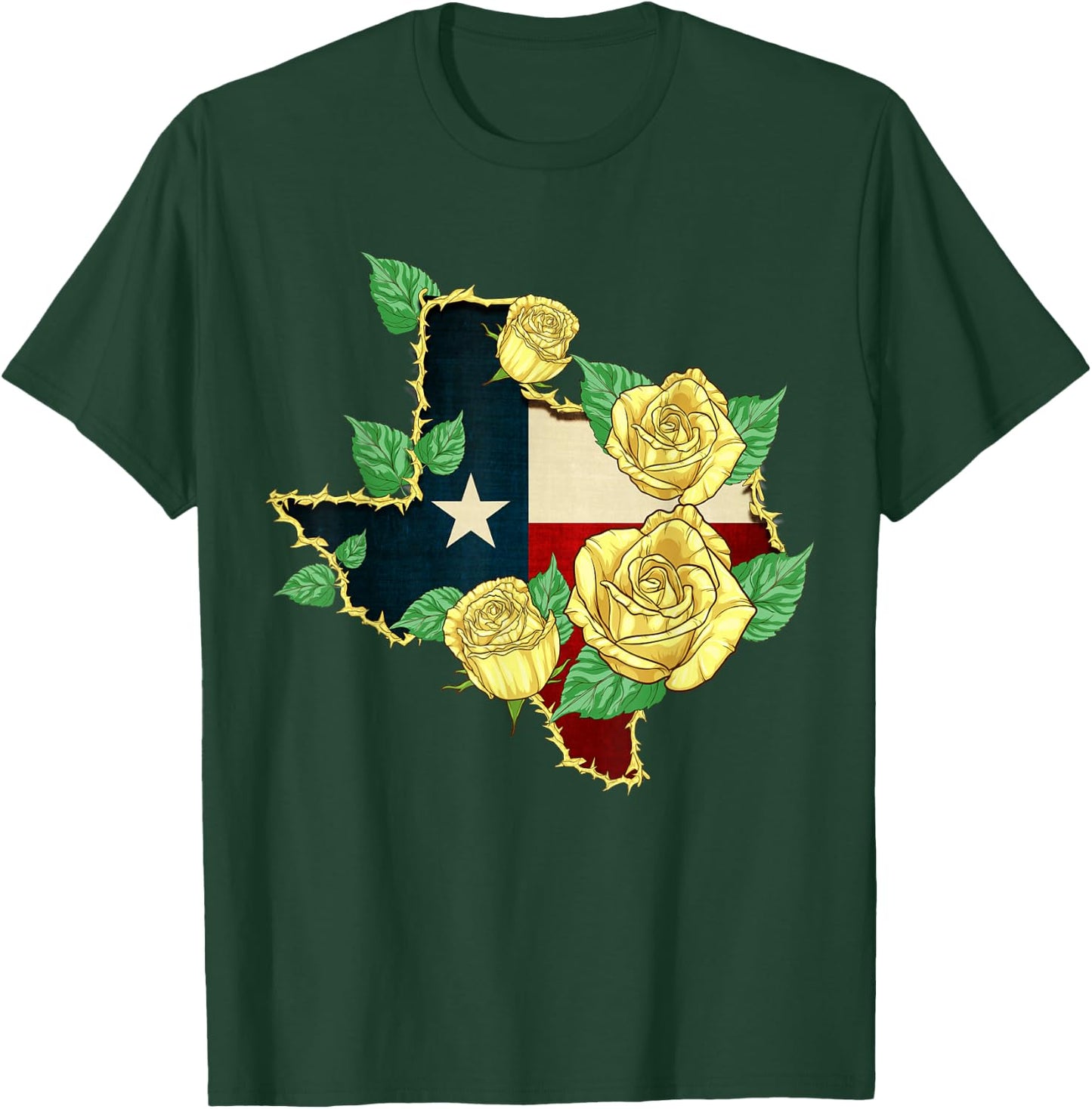 Yellow Rose of Texas Flag Proud Texan American Patriot T-Shirt - T-Shirt | Forest