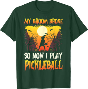 My broom broke so now i play pickleball Halloween T-Shirt - T-Shirt | Forest