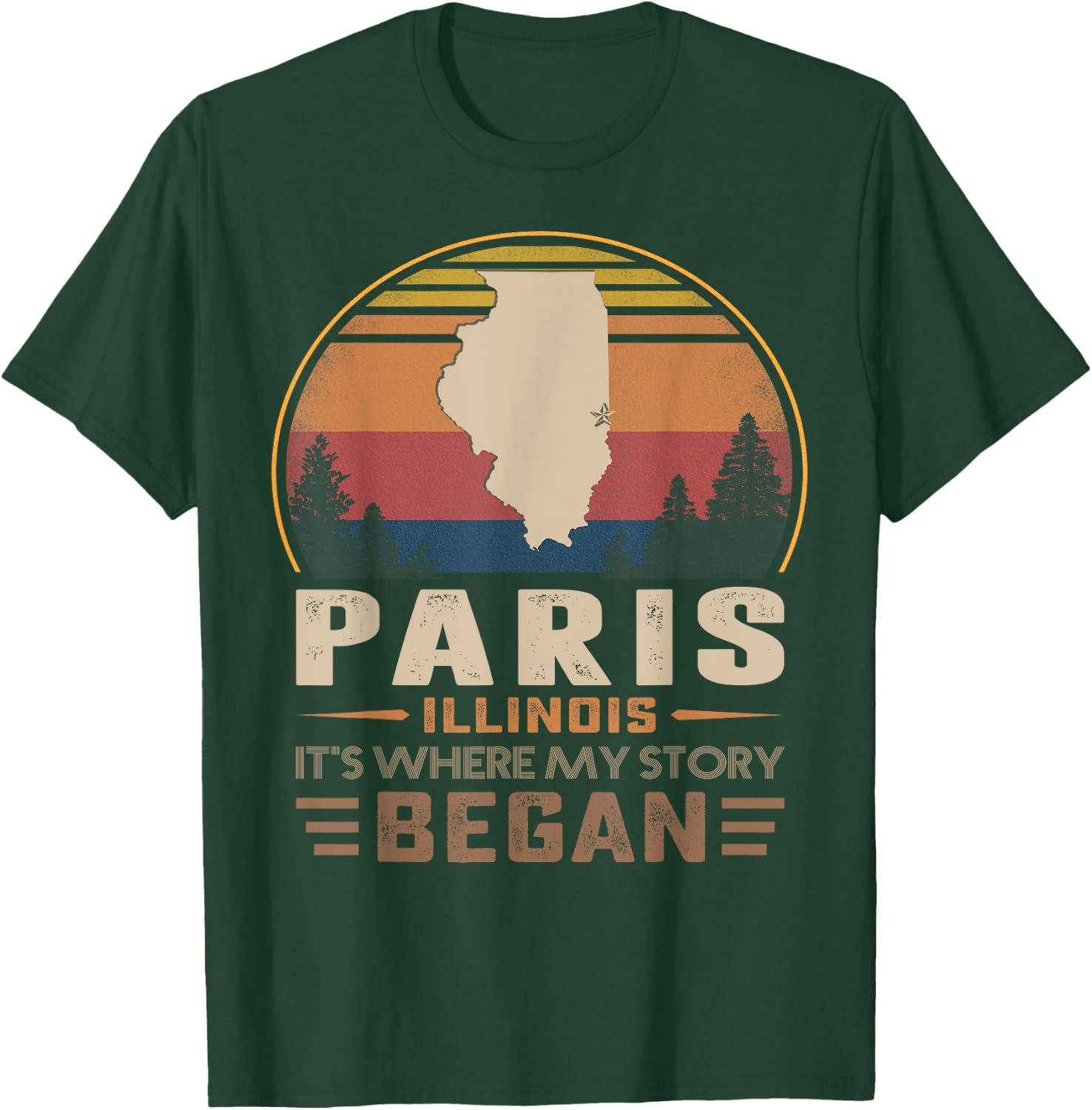 Vintage Paris Illinois Homtown My Story Began T-Shirt - T-Shirt | Forest