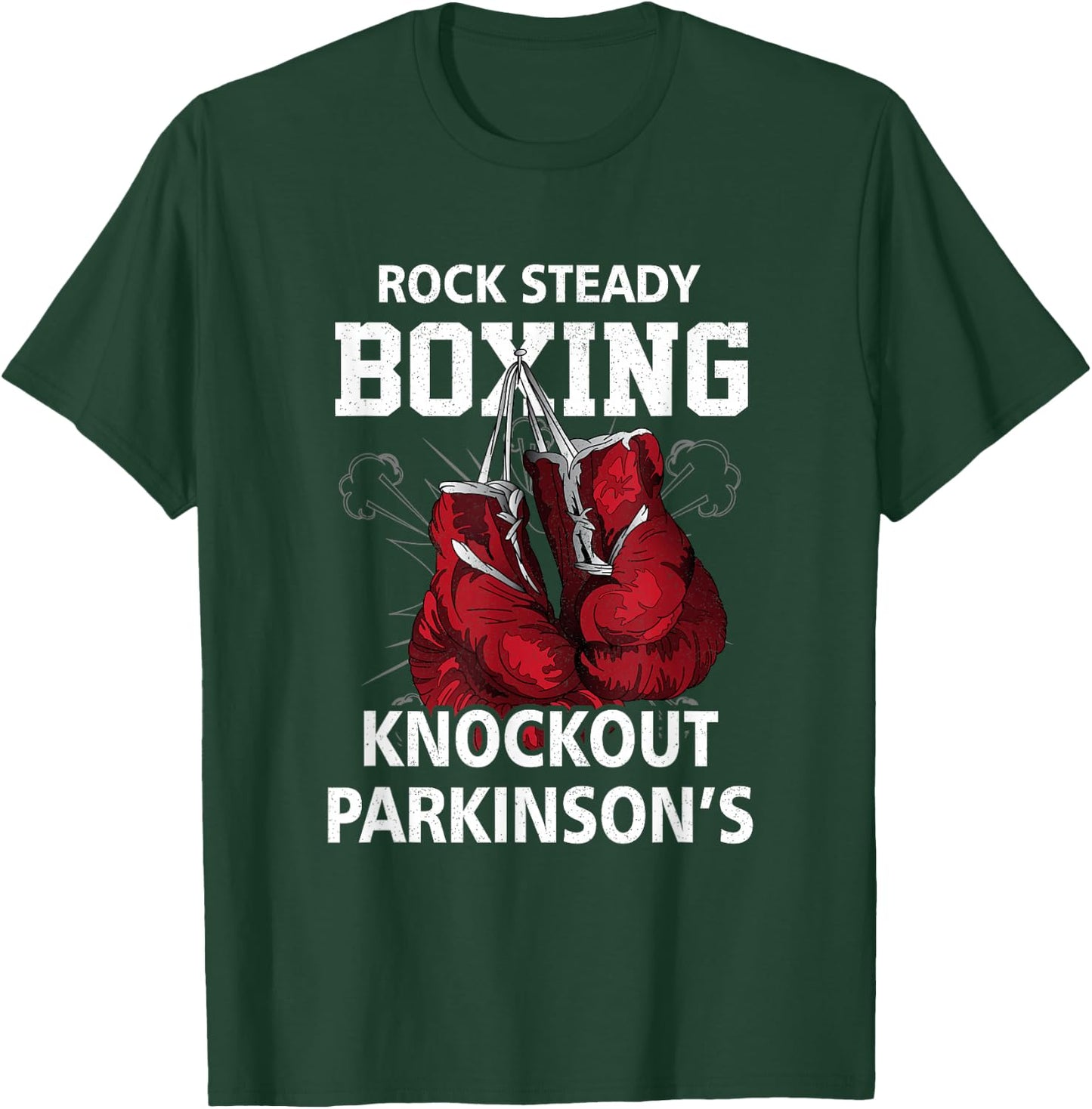 Vintage Boxing Gloves Rock Steadys Boxing Knockout Parkinson T-Shirt - T-Shirt | Forest