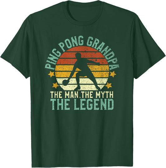 Ping Pong Grandpa The Man The Myth The Legend Table Tennis T-Shirt - T-Shirt | Forest