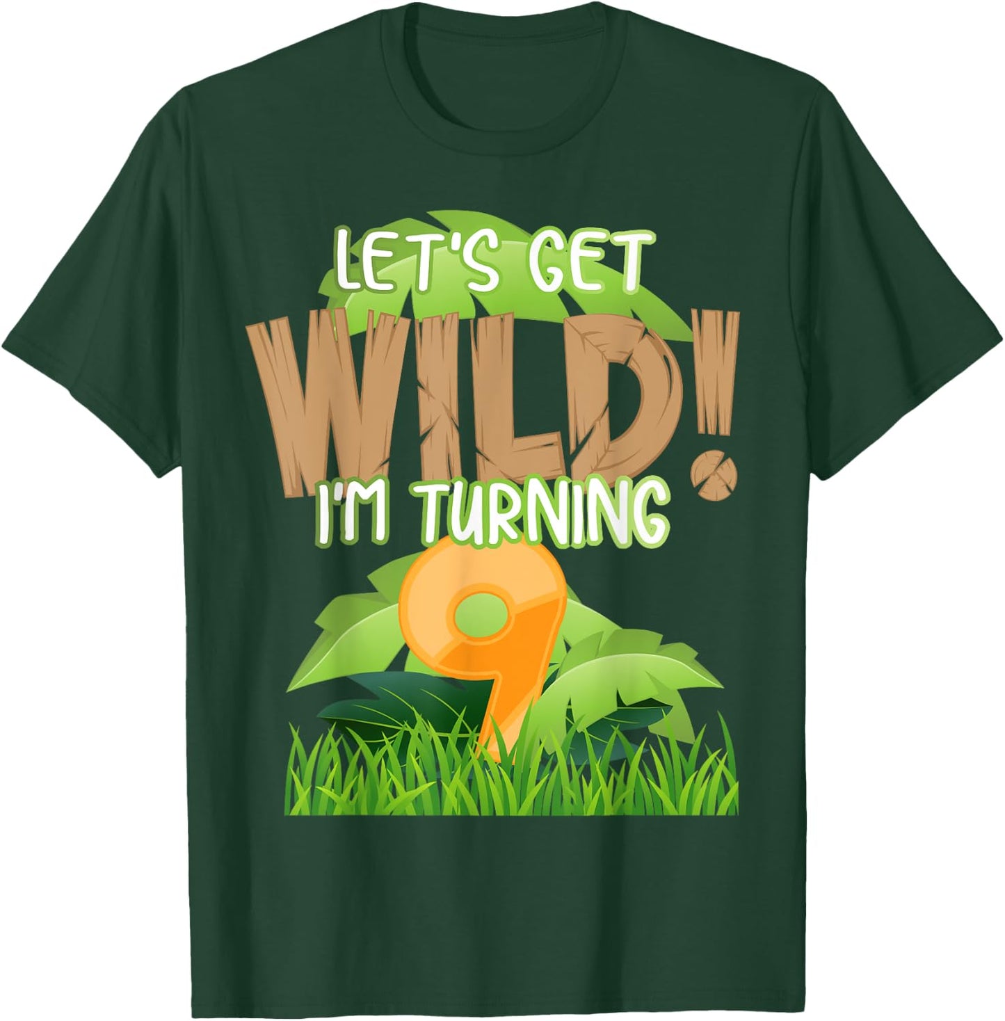 Cute Jungle Safari 9th Birthday Gift 9 Years Old Boys Girls T-Shirt - T-Shirt | Forest