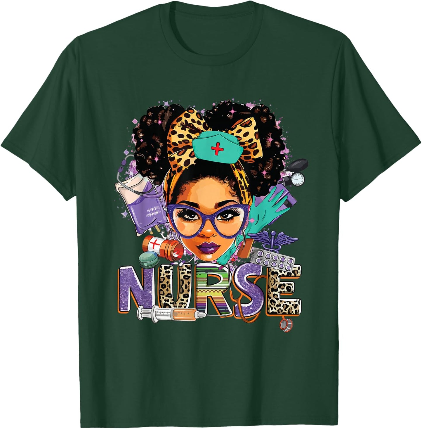 Black Strong Nurse Afro Love Melanin African American Women T-Shirt - T-Shirt | Forest