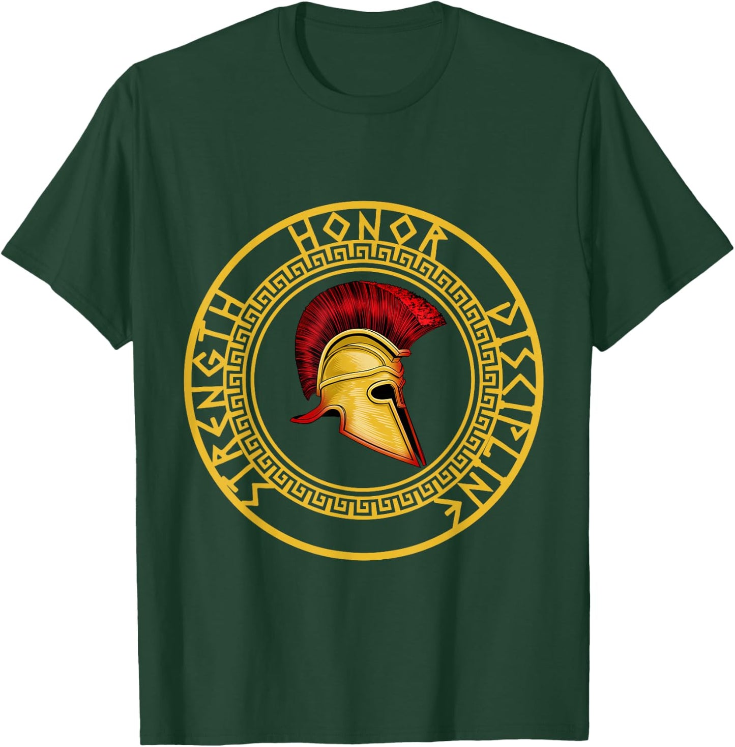 Strength Honor Discipline Fighter Soldier Spartan Sword T-Shirt - T-Shirt | Forest