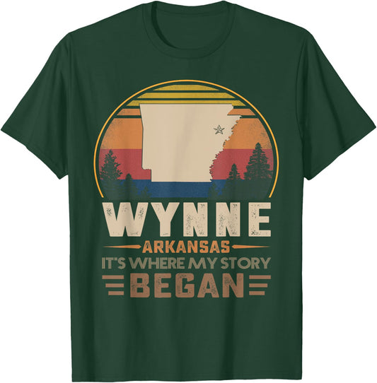 Vintage Wynne Arkansas Homtown My Story Began T-Shirt - T-Shirt | Forest