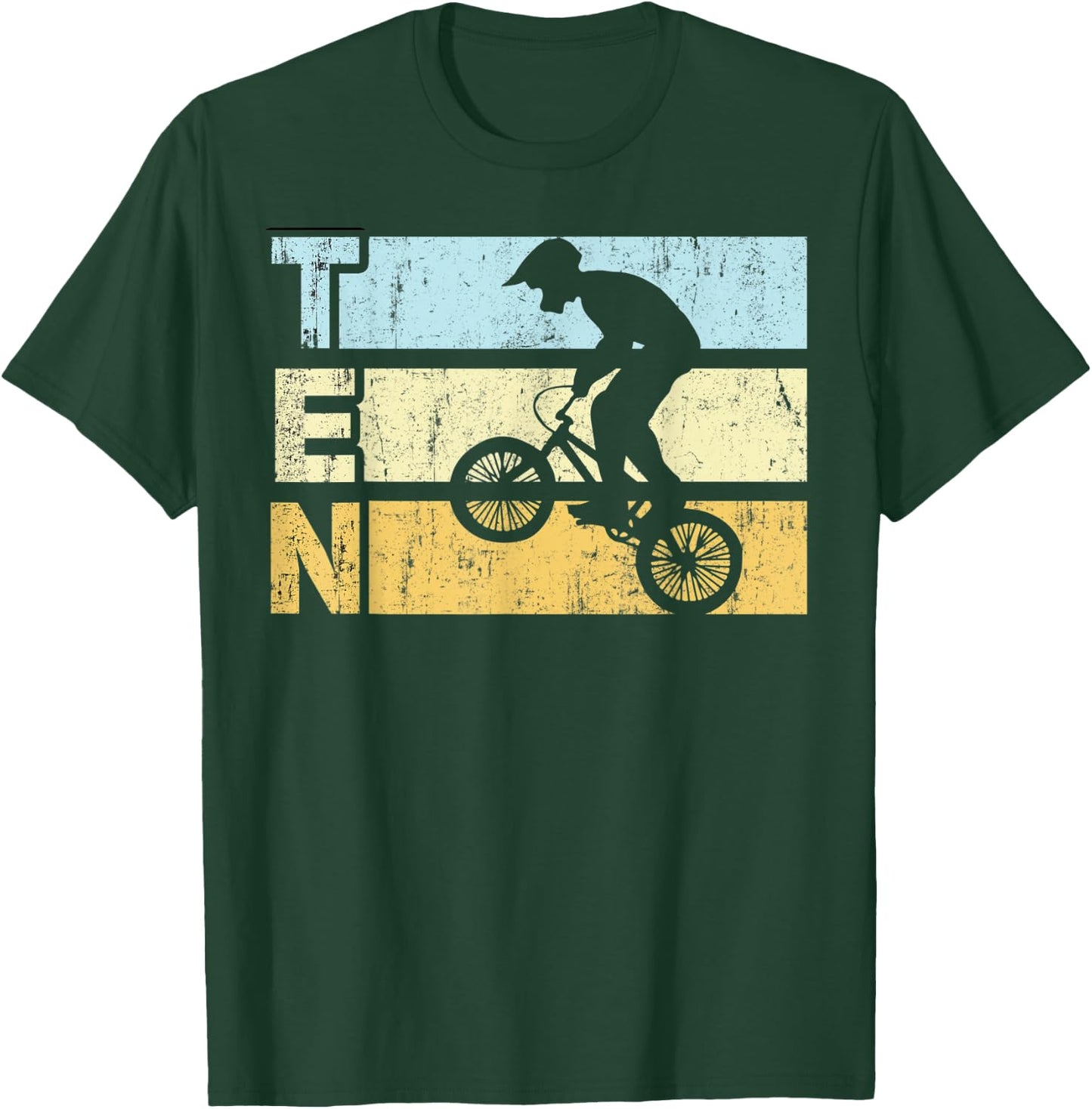 10 Year Old BMX Birthday Party Vintage Dirt Biking 10th T-Shirt - T-Shirt | Forest