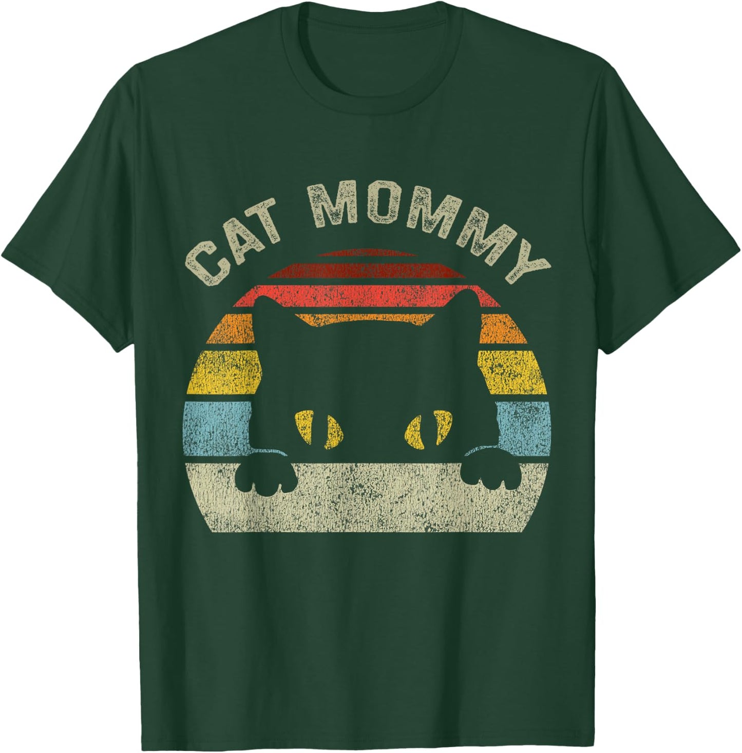 Cat Mommy Women Vintage Retro Black Cats Mom Mothers Day Small T-Shirt - T-Shirt | Forest