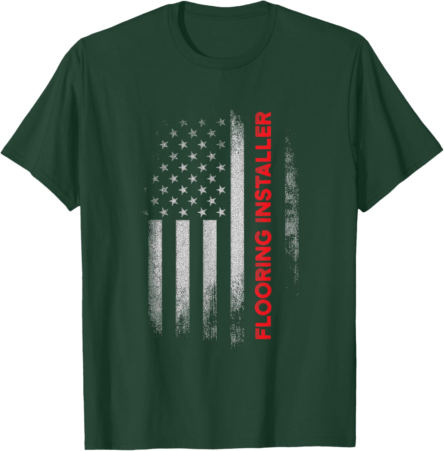 Flooring Installer Contractor USA Flag Floor Installation T-Shirt - T-Shirt | Forest