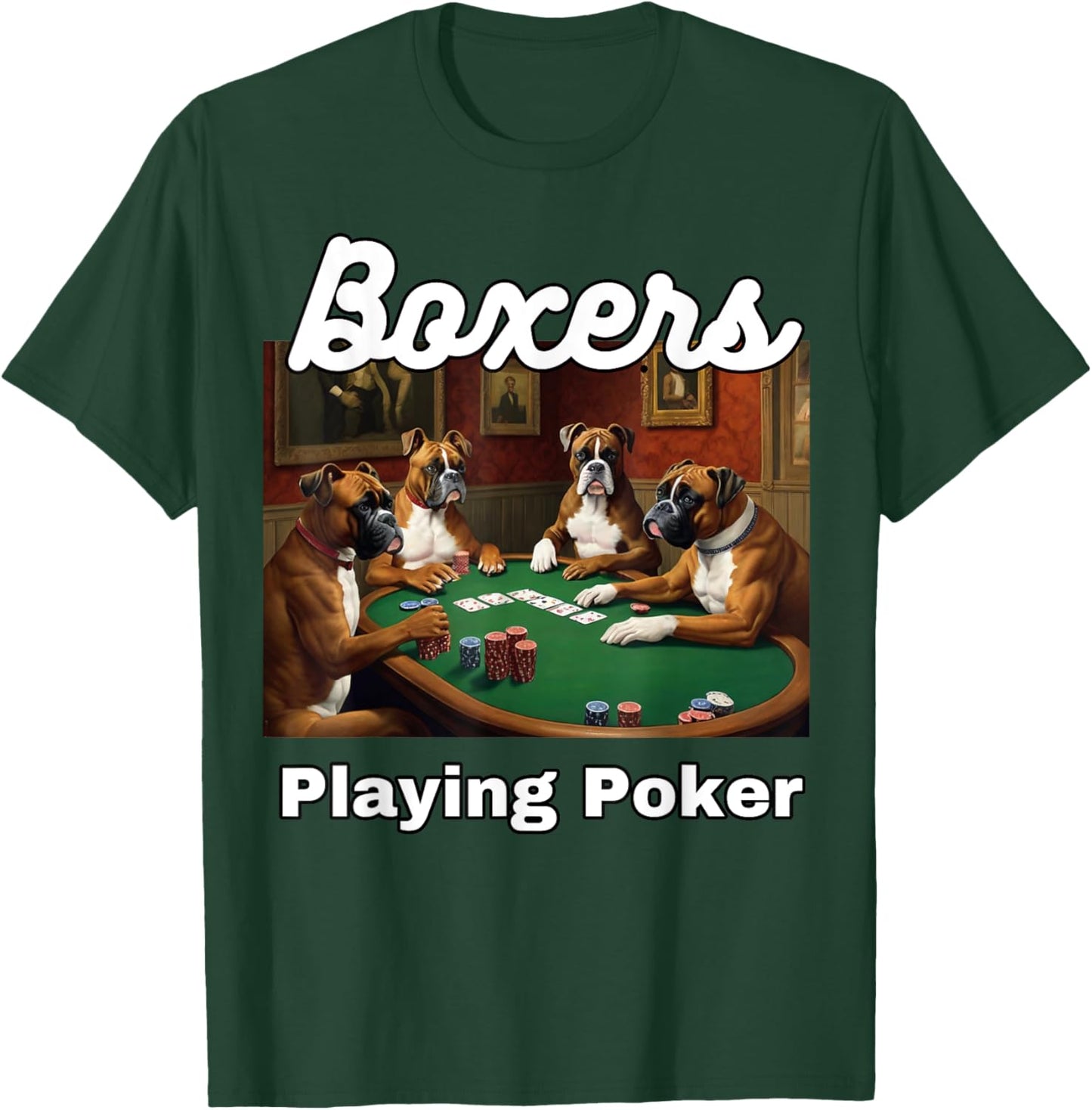 Dogs Playing Poker Boxers Dog Boxer Card Game Cards Women Kids T-Shirt - T-Shirt | Forest