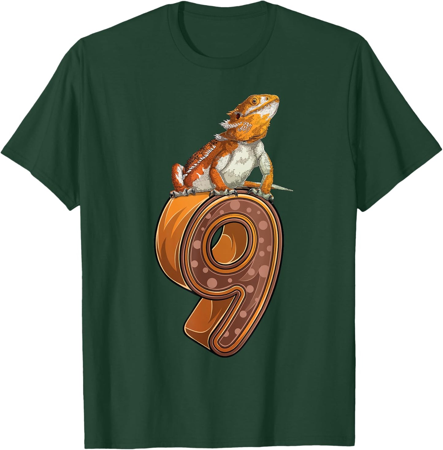 9 Year Old Bearded dragon Reptile 9th Birthday Party B-day T-Shirt - T-Shirt | Forest