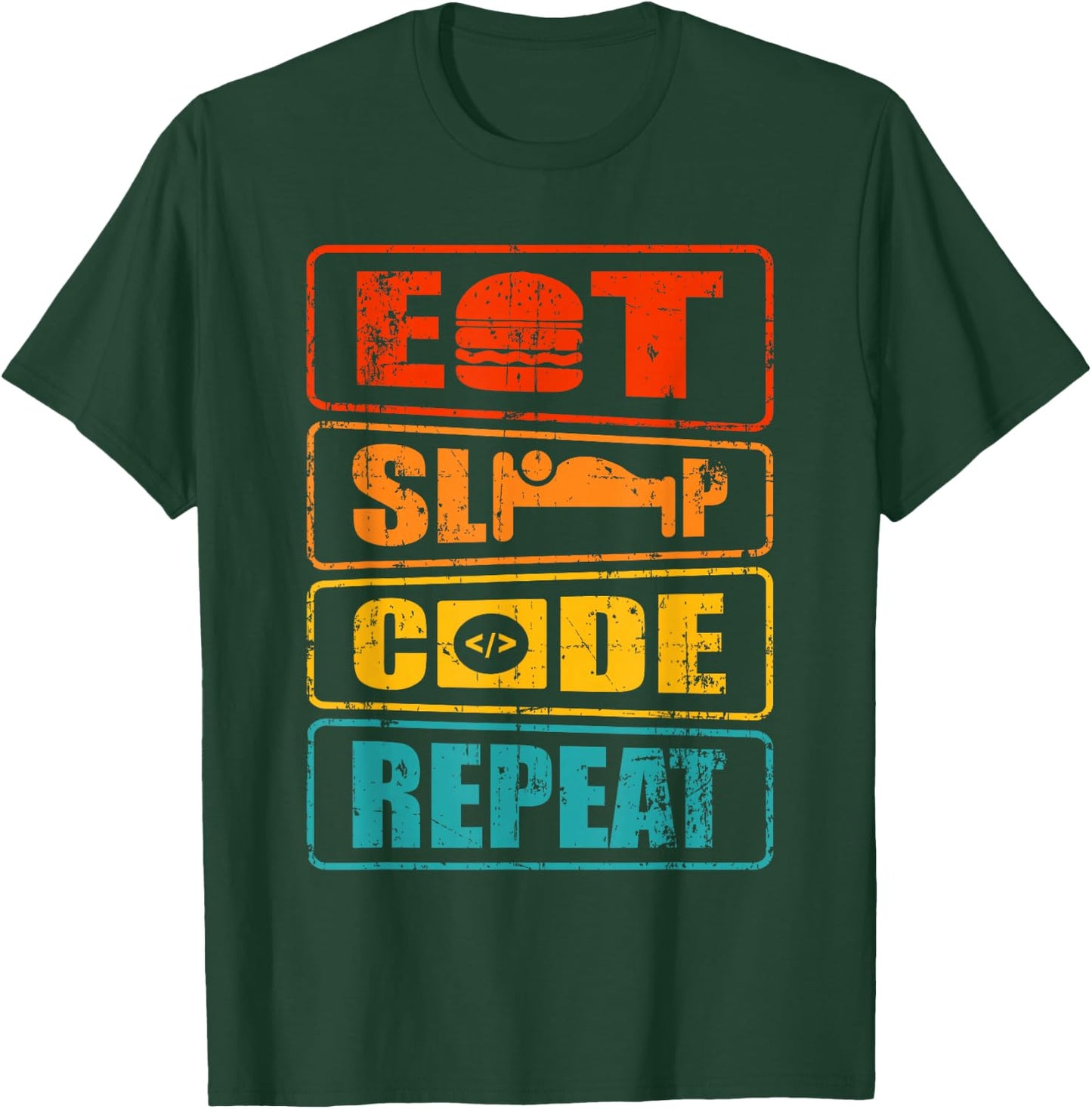 Eat Sleep Code Repeat Computer Science Programmer Gift T-Shirt - T-Shirt | Forest