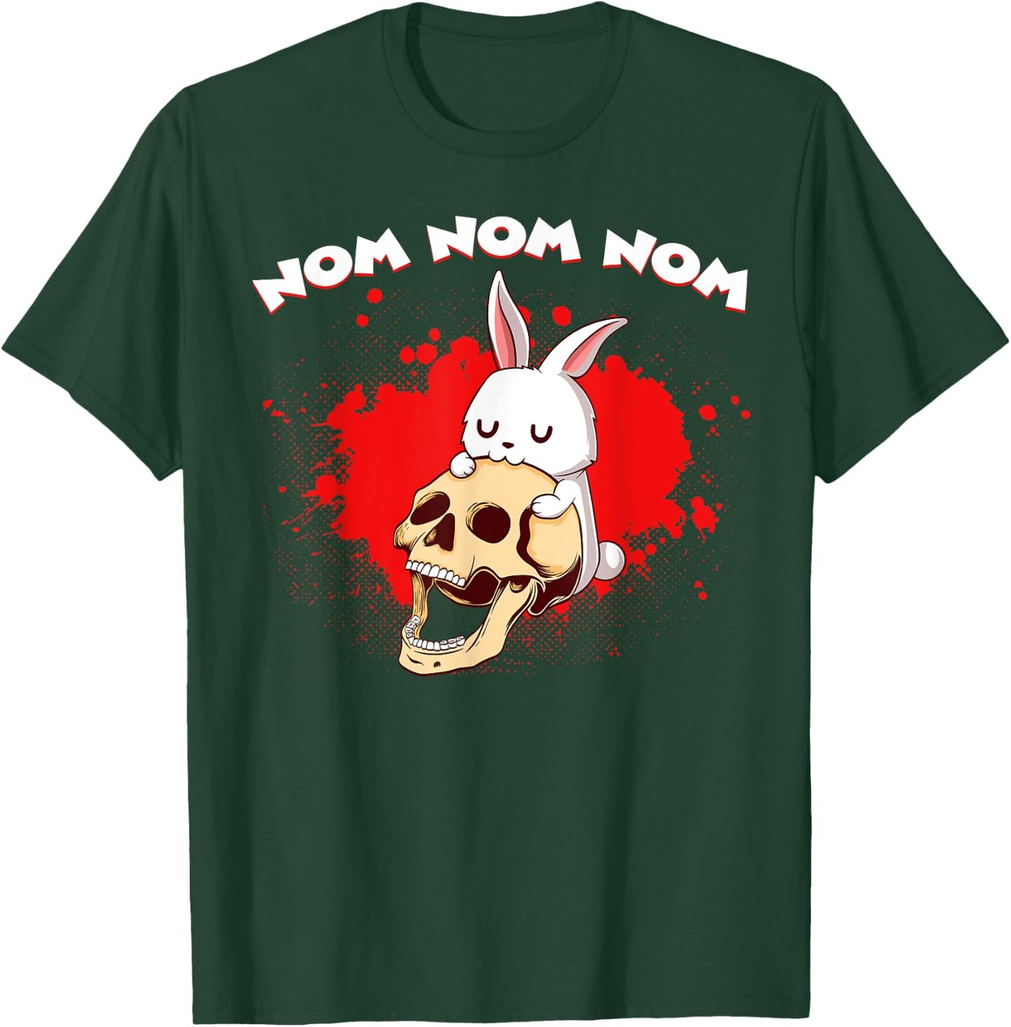 Nom Nom Nom Eat Skull Head Bunny Rabbit Kawaii Anime Rodent T-Shirt - T-Shirt | Forest