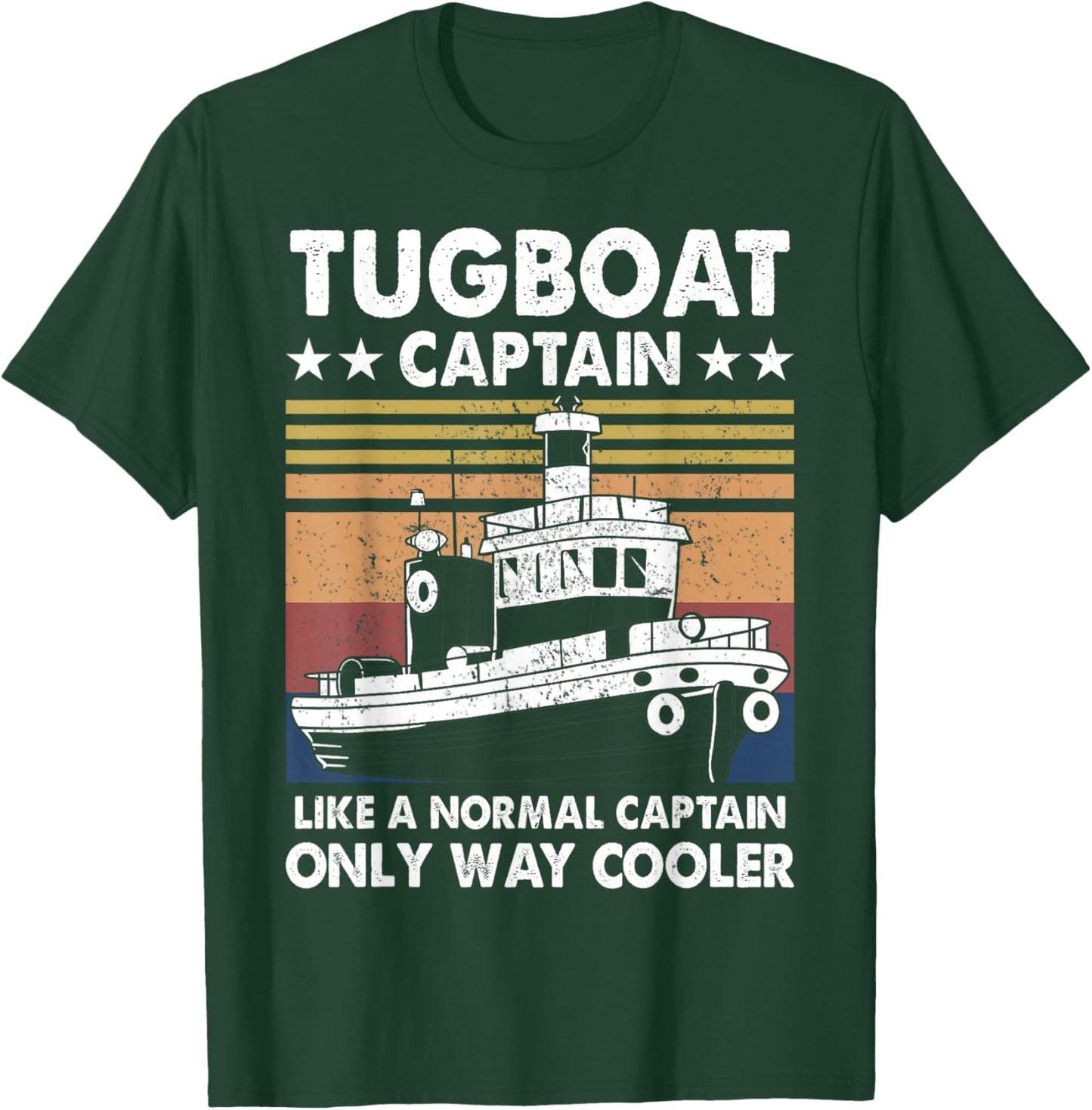 Tugboat Captain Retro Vintage Vessels Ship Tug Boat Pilot T-Shirt - T-Shirt | Forest