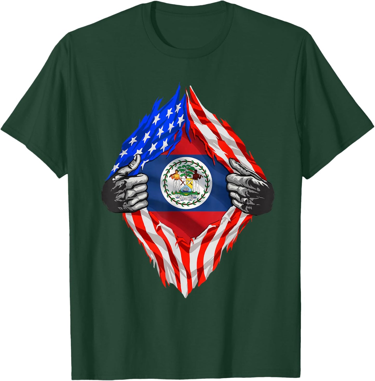 Belize Shirt Super American Belizean Flag Belizean Roots T-Shirt - T-Shirt | Forest