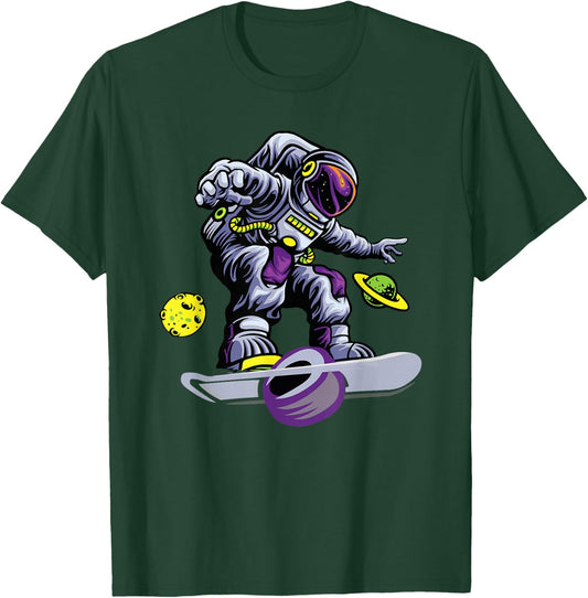Skating Astronaut on onewheel Skateboard T-Shirt - T-Shirt | Forest
