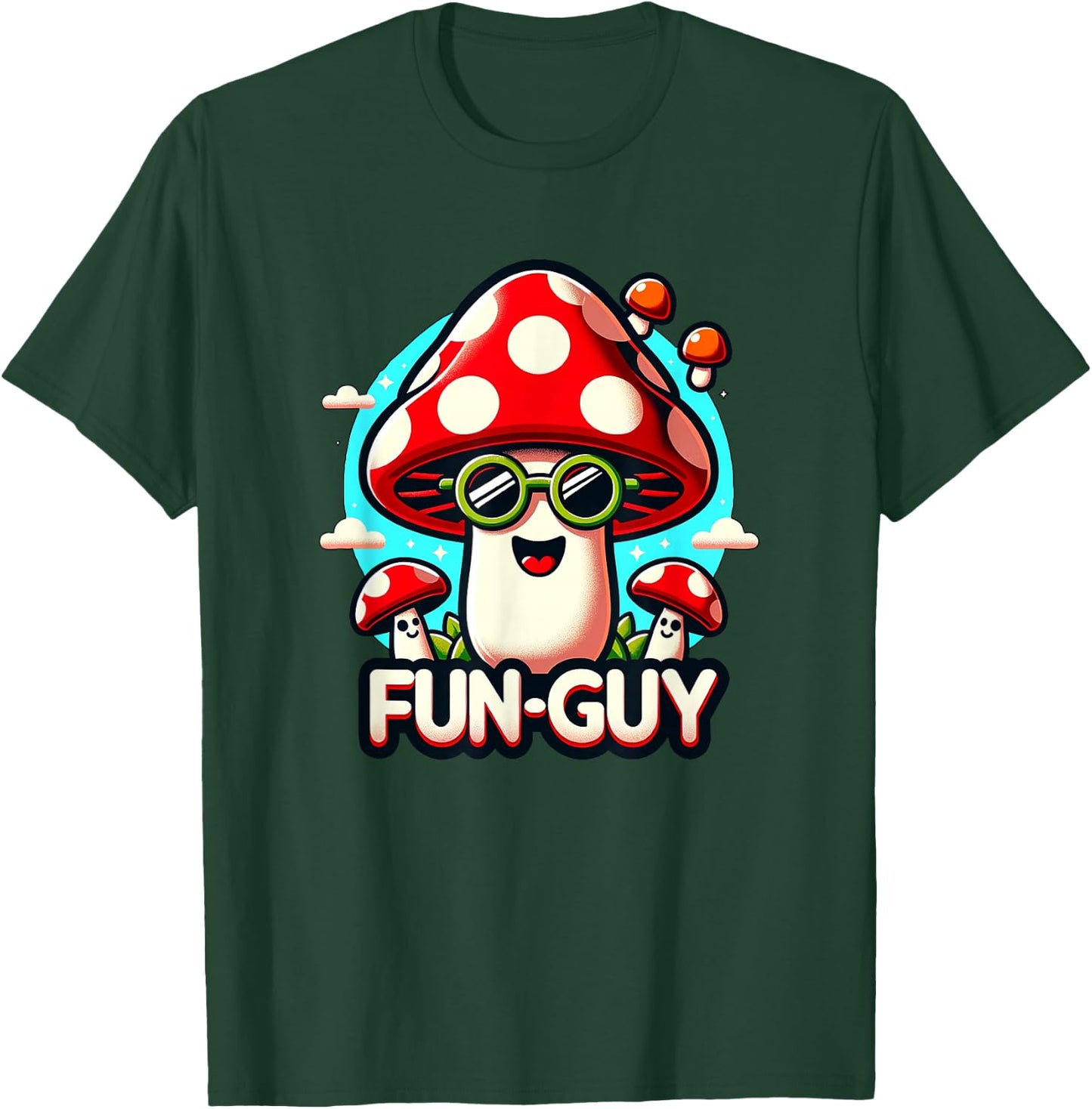 Kids & Toddler Fun Pun 'FUN-GUY' Funny Cute Mushroom Themed T-Shirt - T-Shirt | Forest