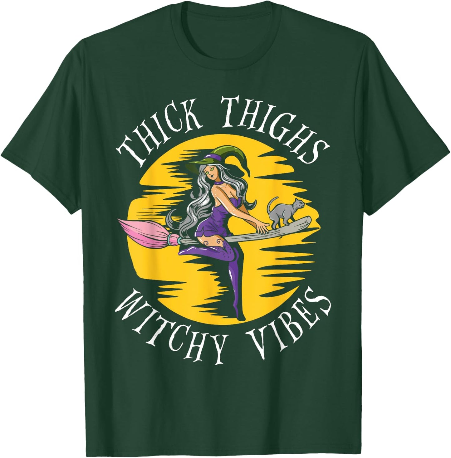 Thick Thighs Witchy Vibes T-Shirt - T-Shirt | Forest