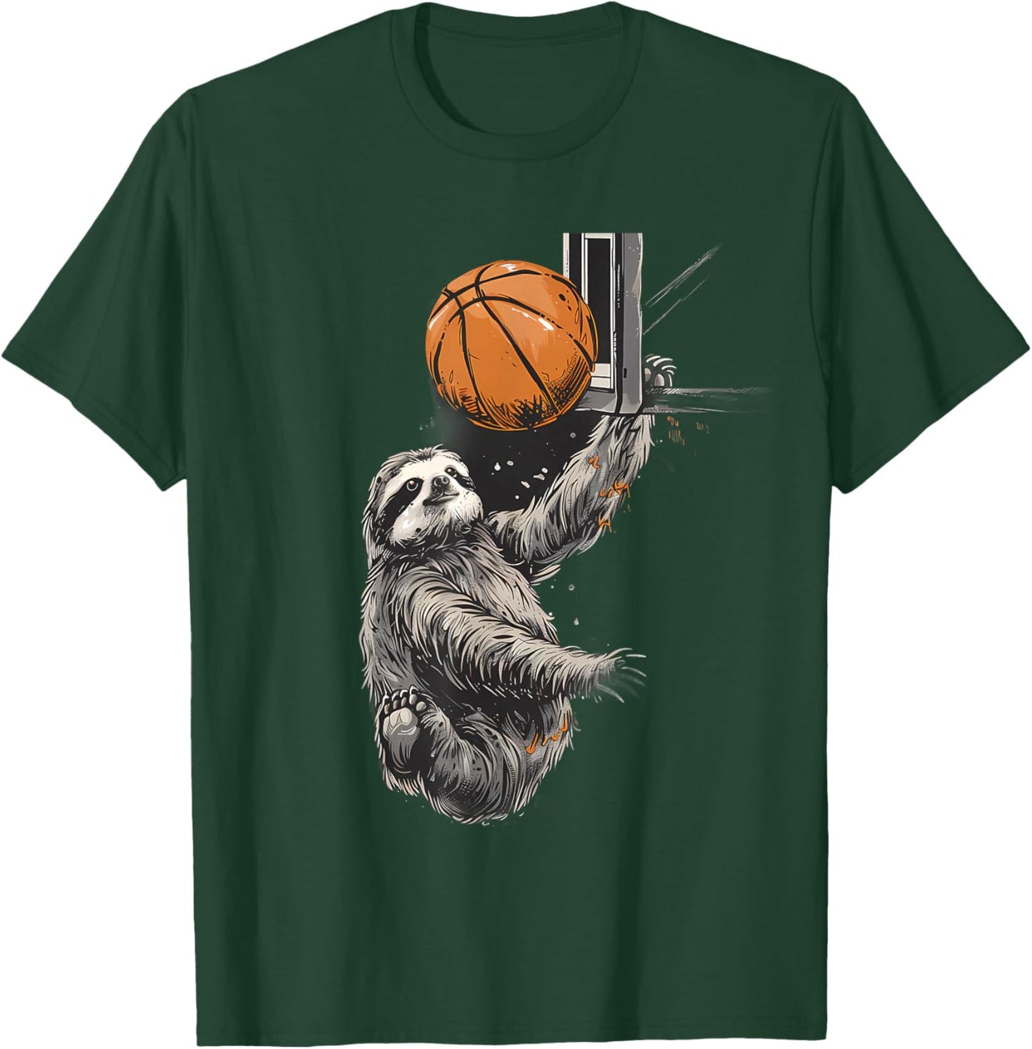 Basketball Sloth Basketball Hoop Basketball Lover Slam Dunk T-Shirt - T-Shirt | Forest