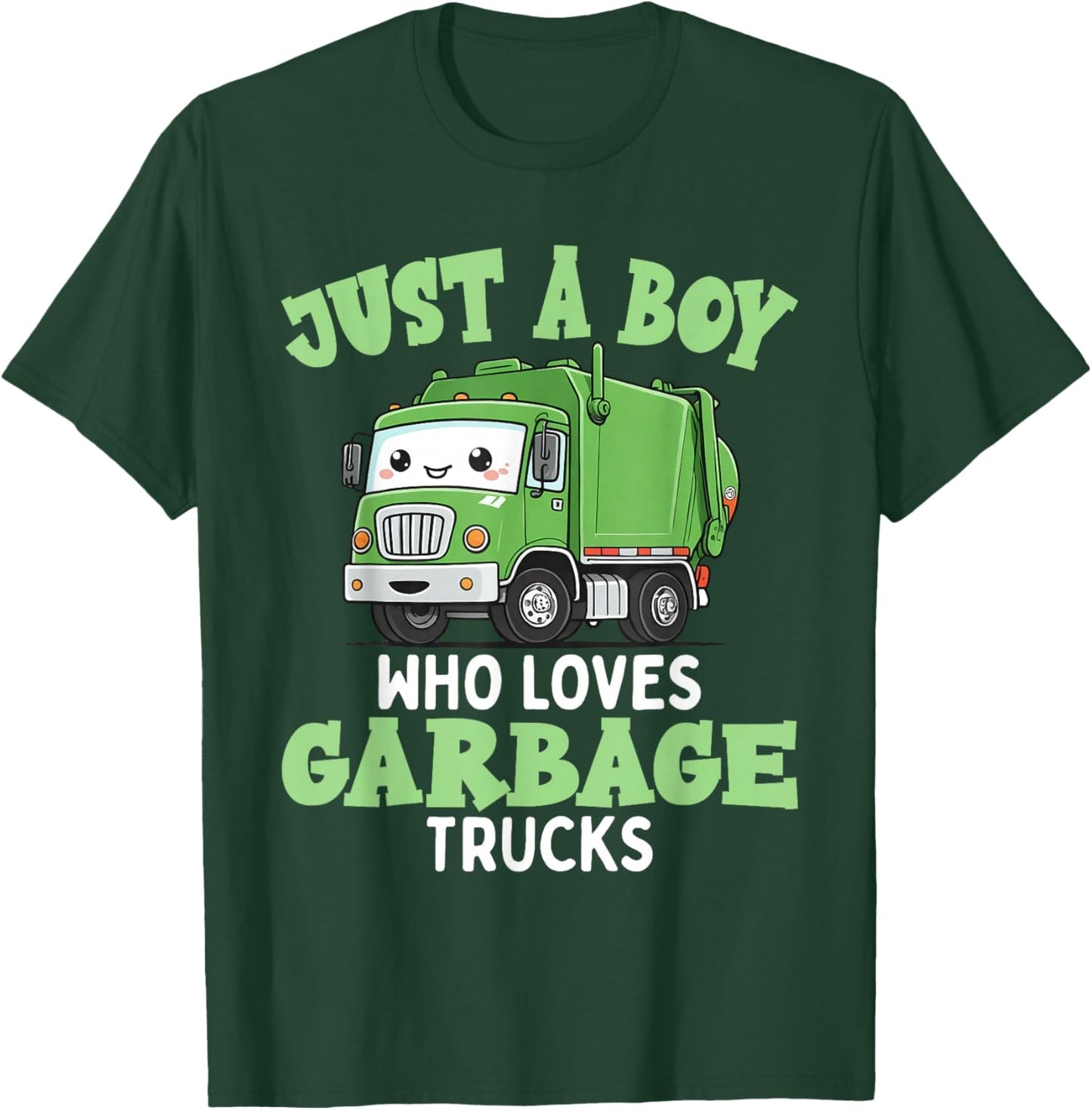 Kids A Boy Who Loves Garbage Trucks Birthday Party Toddlers T-Shirt - T-Shirt | Forest
