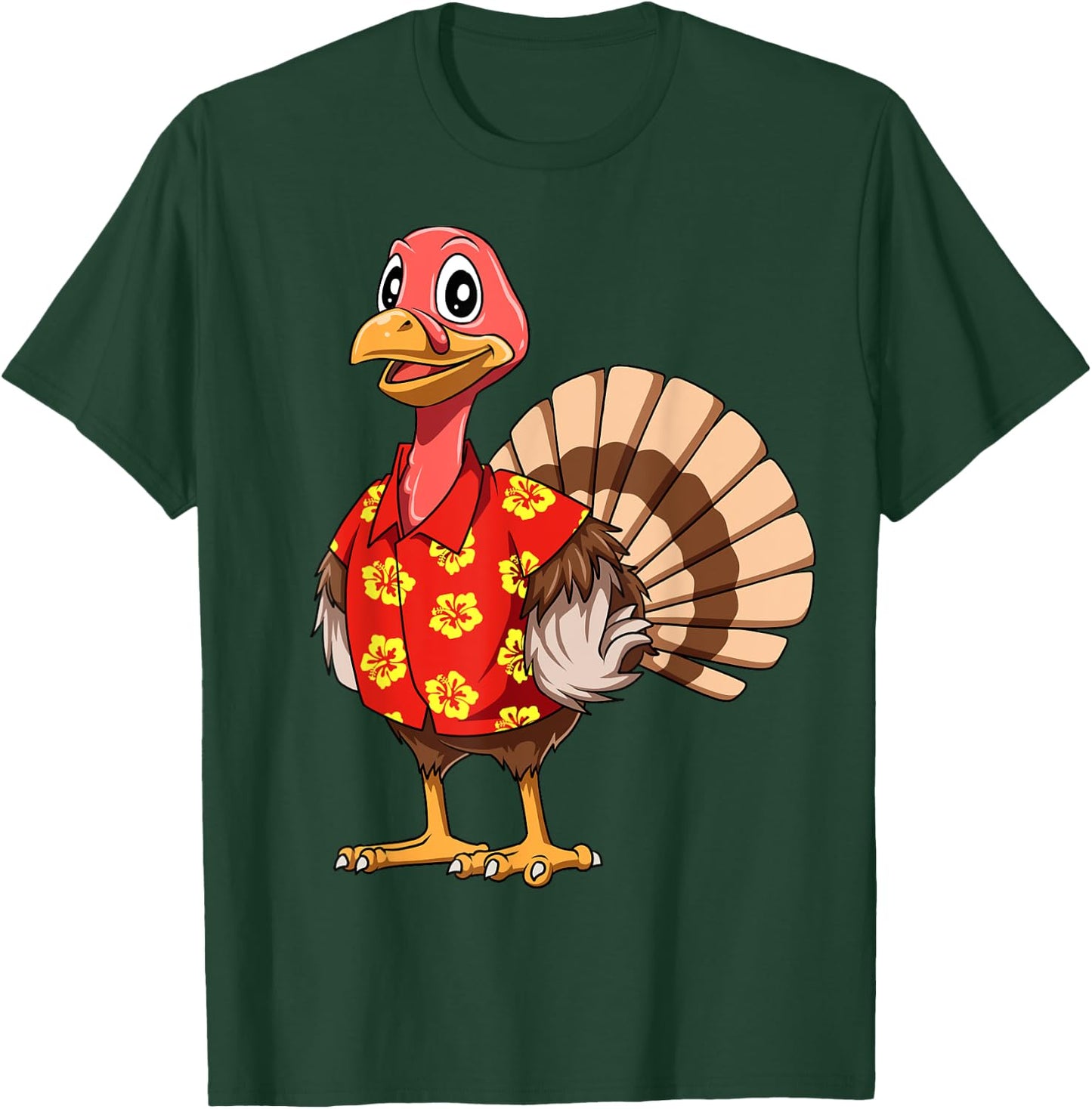 Turkey Hawaiian Thanksgiving Turkey Funny Hawaii Beach Party Men Women Kids T-Shirt - T-Shirt | Forest