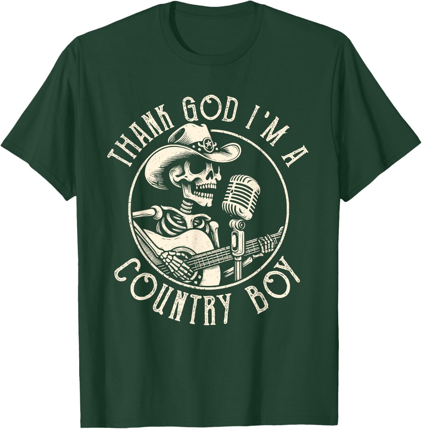 Thank God I'm A Country Music Boy Cowboy Western Retro T-Shirt - T-Shirt | Forest