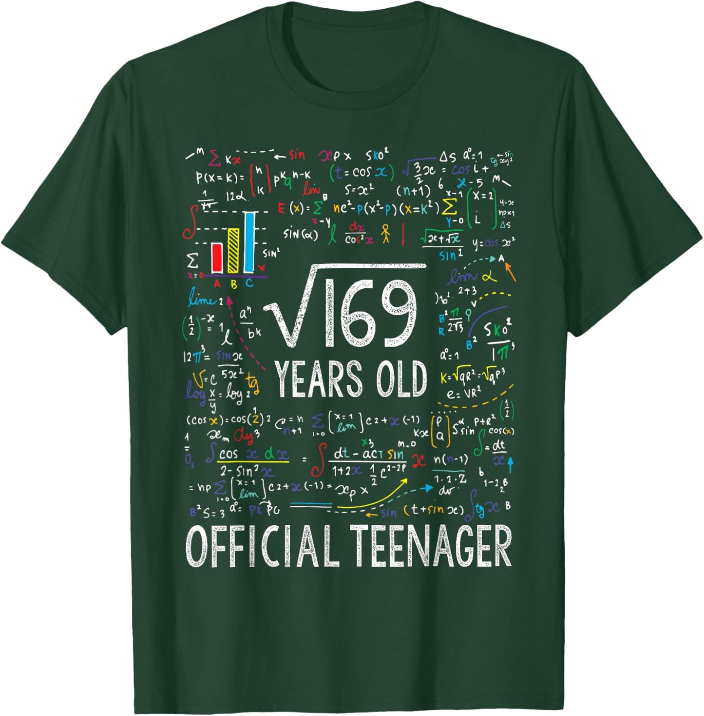 Square Root of 169 13 Years Old Official Teenager Birthday T-Shirt - T-Shirt | Forest