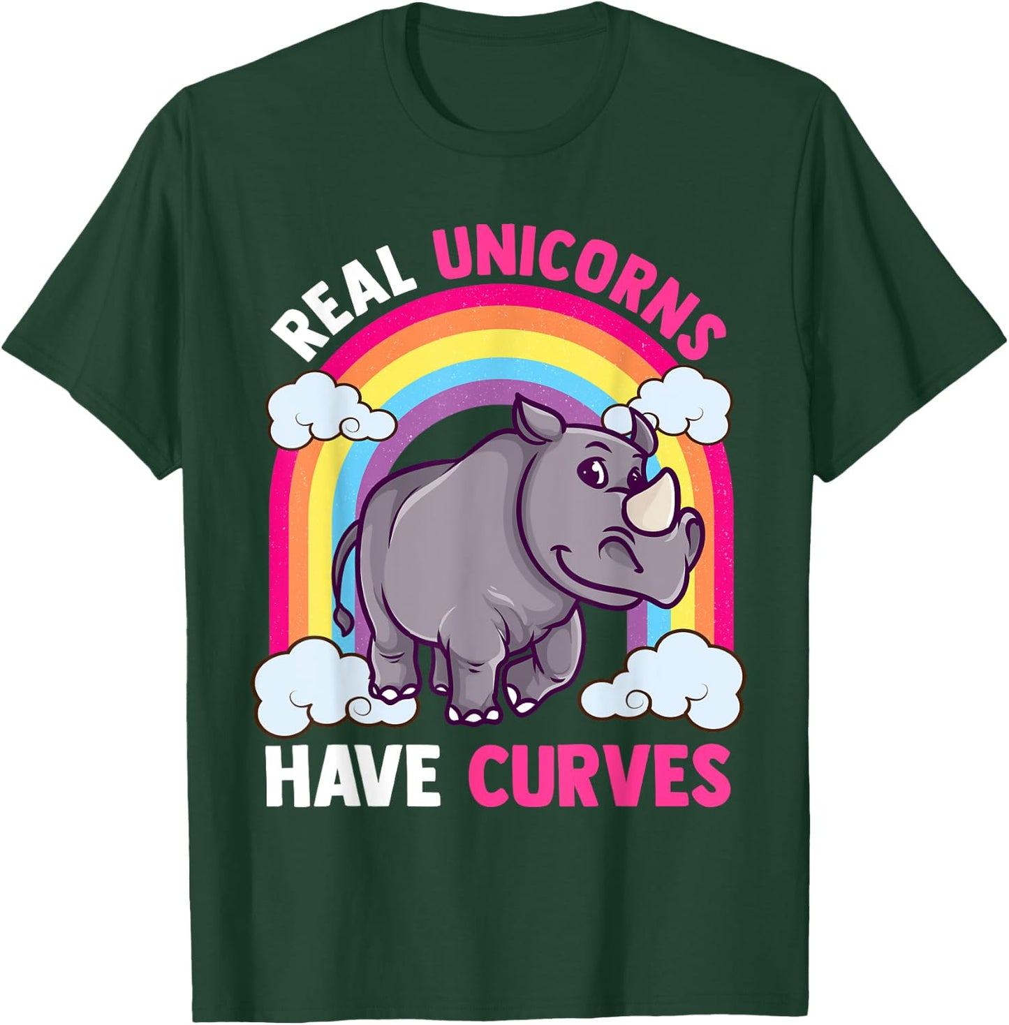 Real Unicorns Have Curves Funny Rhinoceros Animals Lover T-Shirt - T-Shirt | Forest