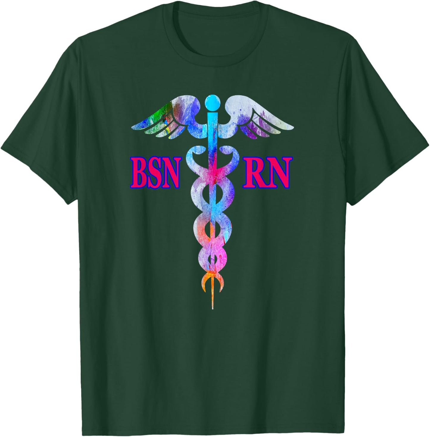 BSN Registered Nurse RN Caduceus Nursing Emblem Graphic Gift T-Shirt - T-Shirt | Forest