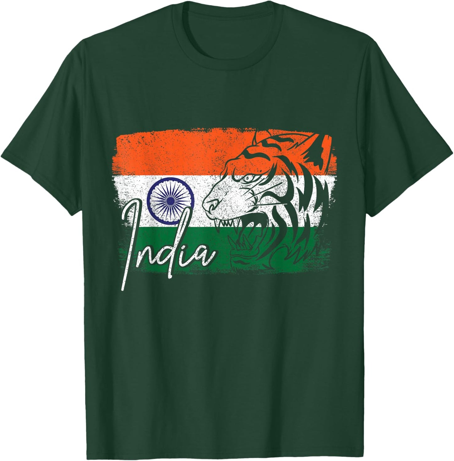 India Indian Flag Tiger Souvenir Pride T-Shirt - T-Shirt | Forest